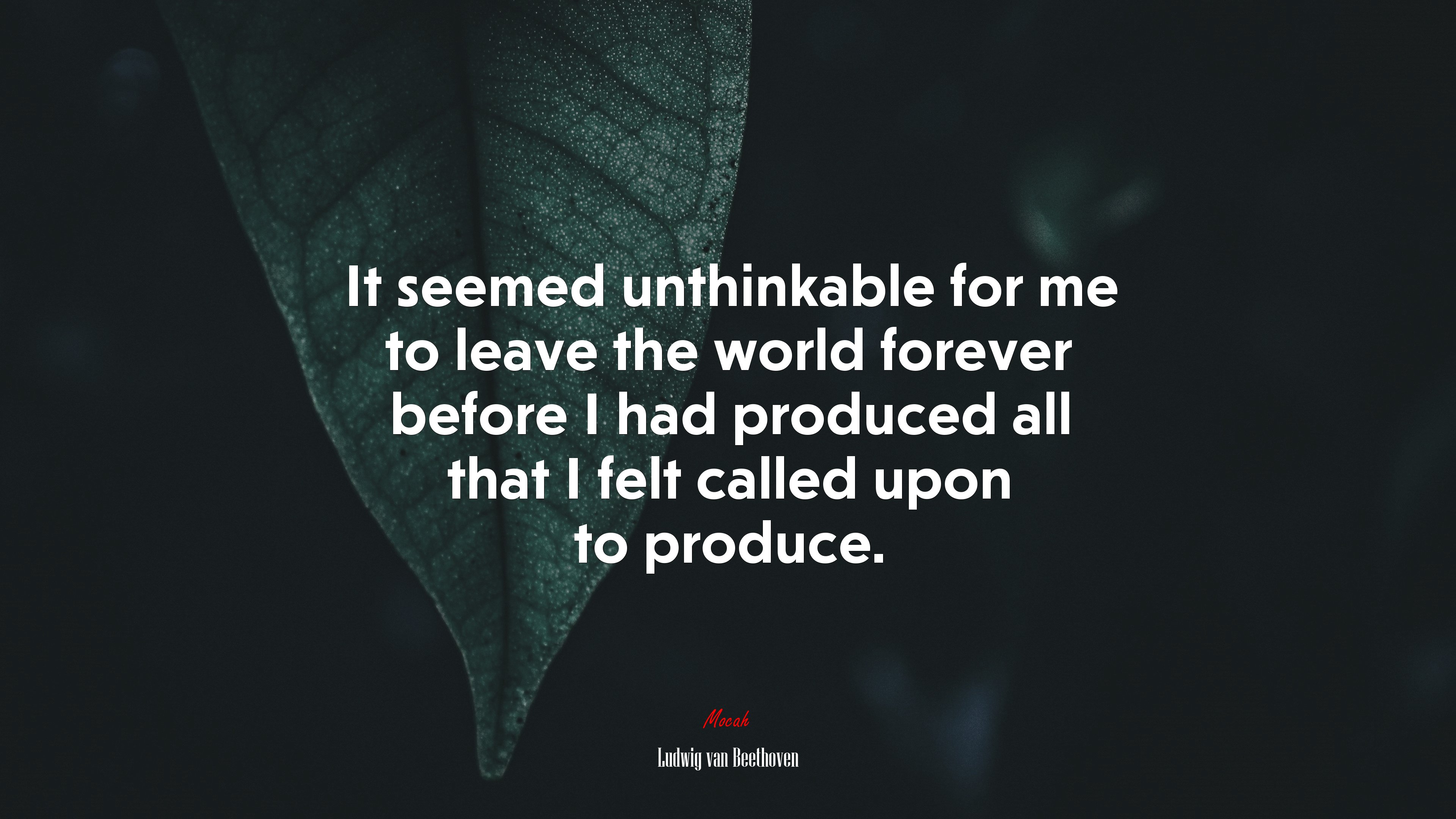 It seemed unthinkable for me to leave the world forever before I had produced all that I felt called upon to produce. | Ludwig van Beethoven quote HD Wallpaper
