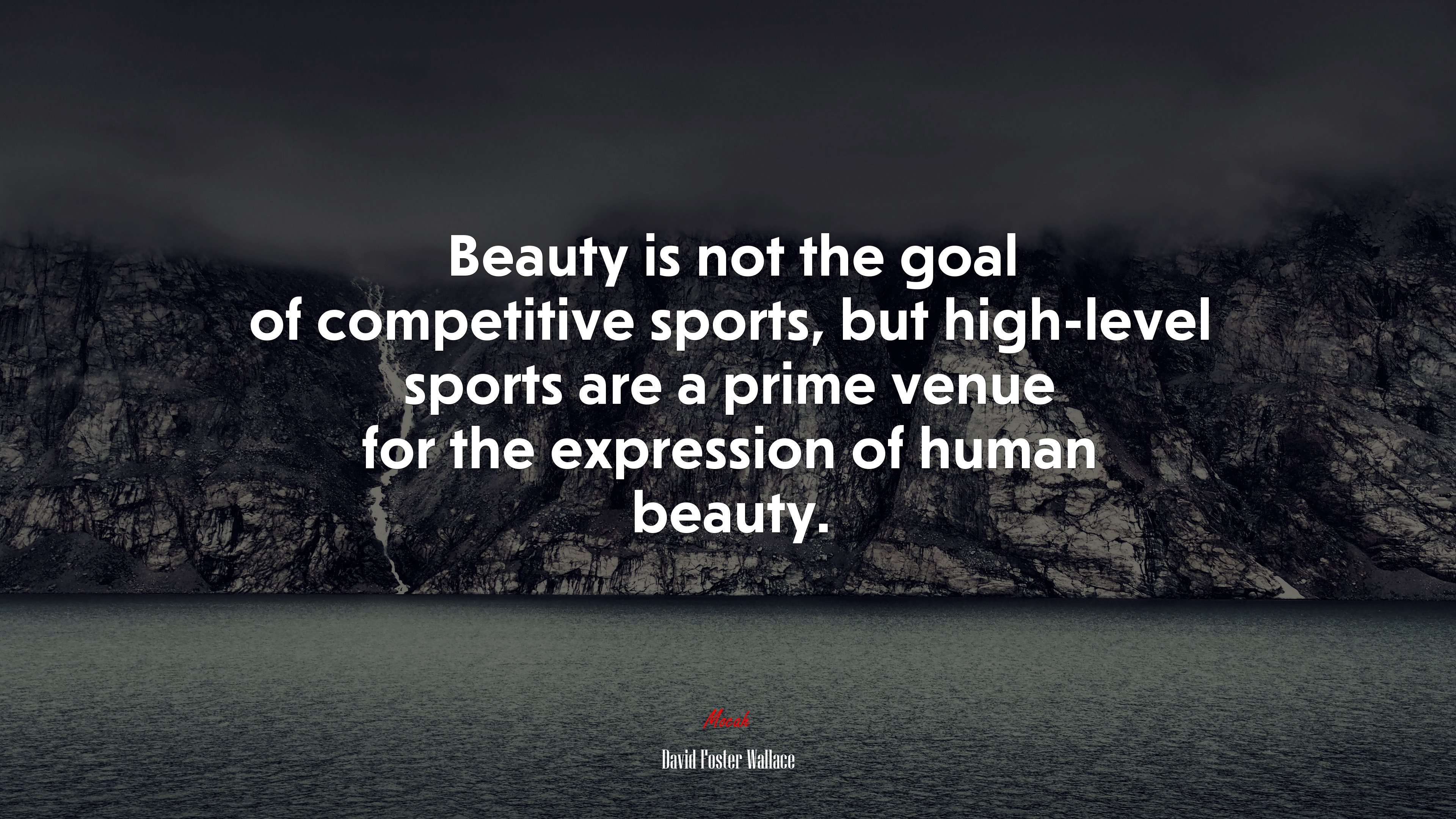 Beauty is not the goal of competitive sports, but high-level sports are a prime venue for the expression of human beauty. | David Foster Wallace quote HD Wallpaper