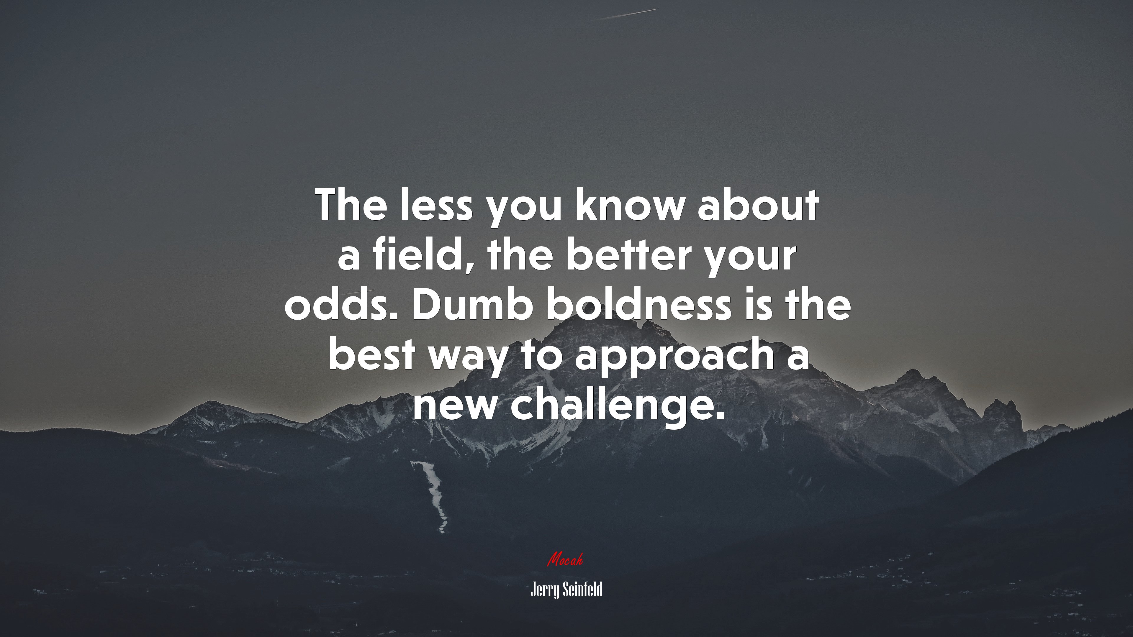 The less you know about a field, the better your odds. Dumb boldness is the best way to approach a new challenge. | Jerry Seinfeld quote HD Wallpaper