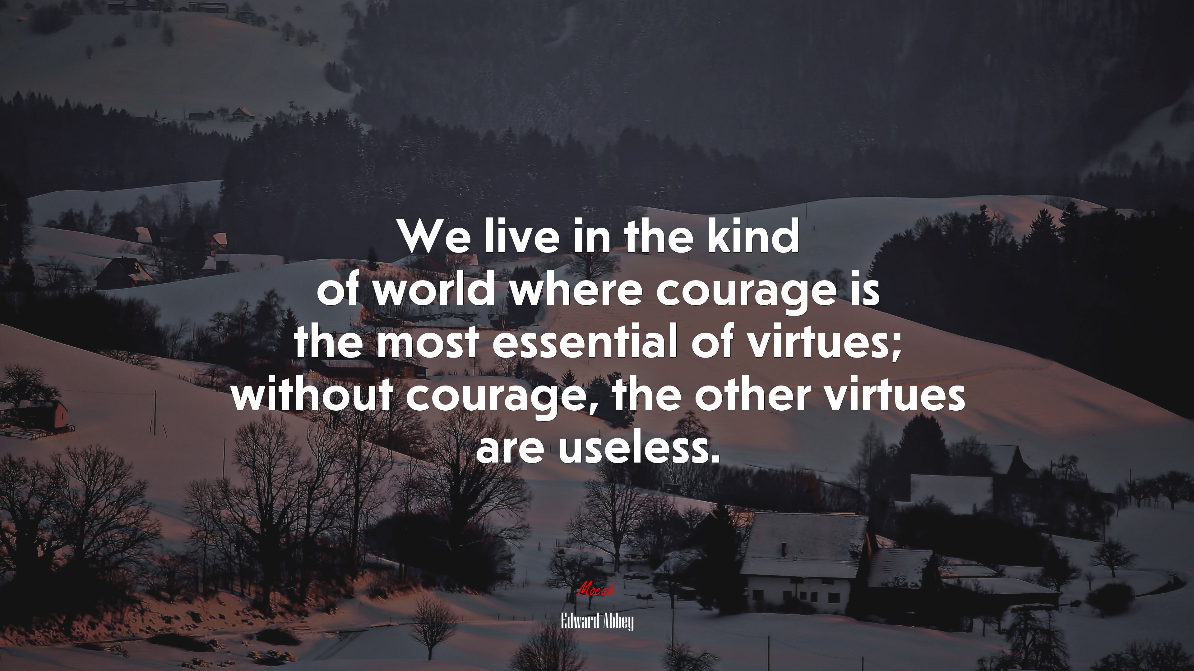 We live in the kind of world where courage is the most essential of virtues; without courage, the other virtues are useless. | Edward Abbey quote HD Wallpaper