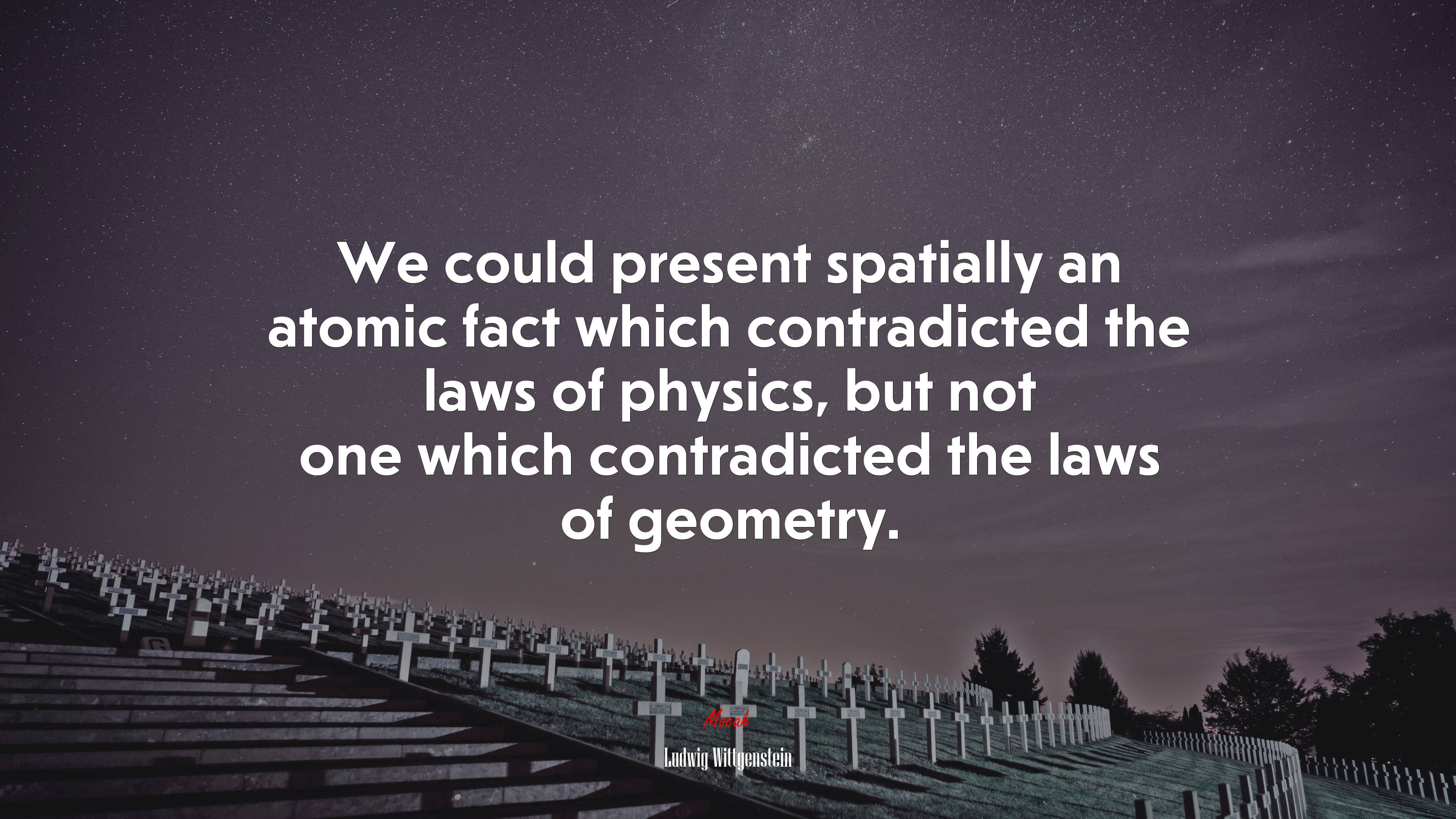 We could present spatially an atomic fact which contradicted the laws of physics, but not one which contradicted the laws of geometry. | Ludwig Wittgenstein quote HD Wallpaper