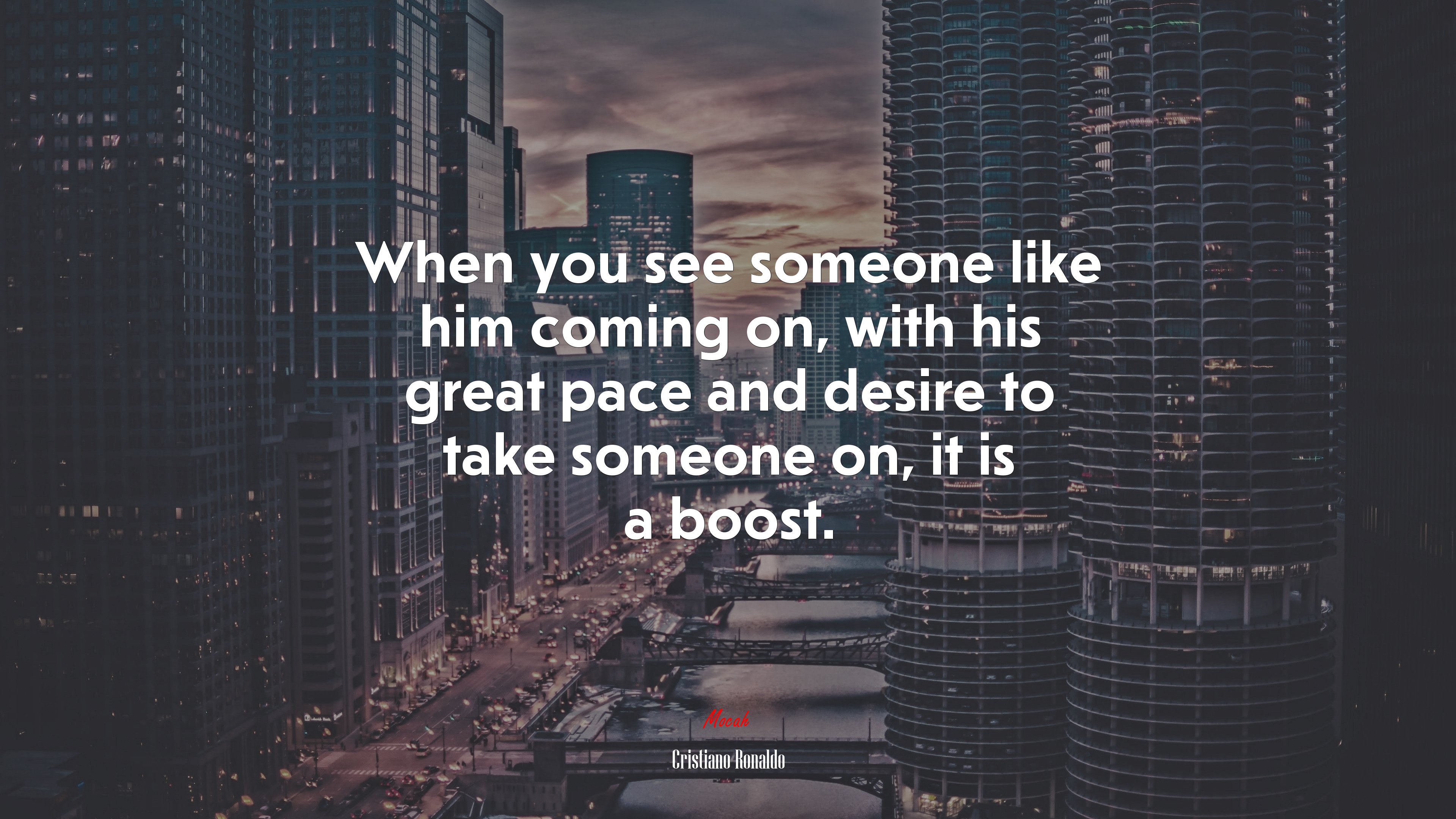When you see someone like him coming on, with his great pace and desire to take someone on, it is a boost. | Cristiano Ronaldo quote HD Wallpaper