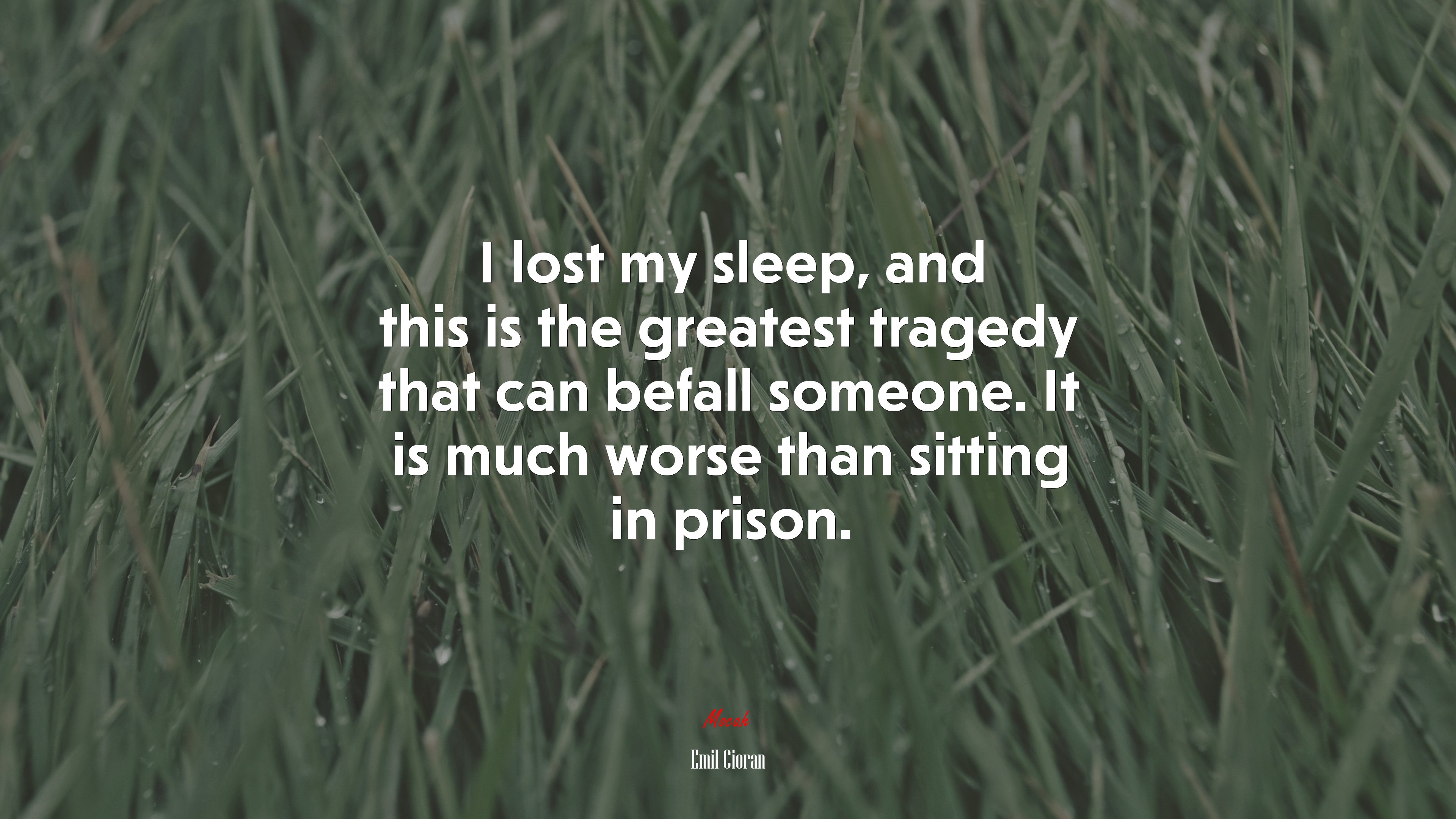 I lost my sleep, and this is the greatest tragedy that can befall someone. It is much worse than sitting in prison. | Emil Cioran quote HD Wallpaper