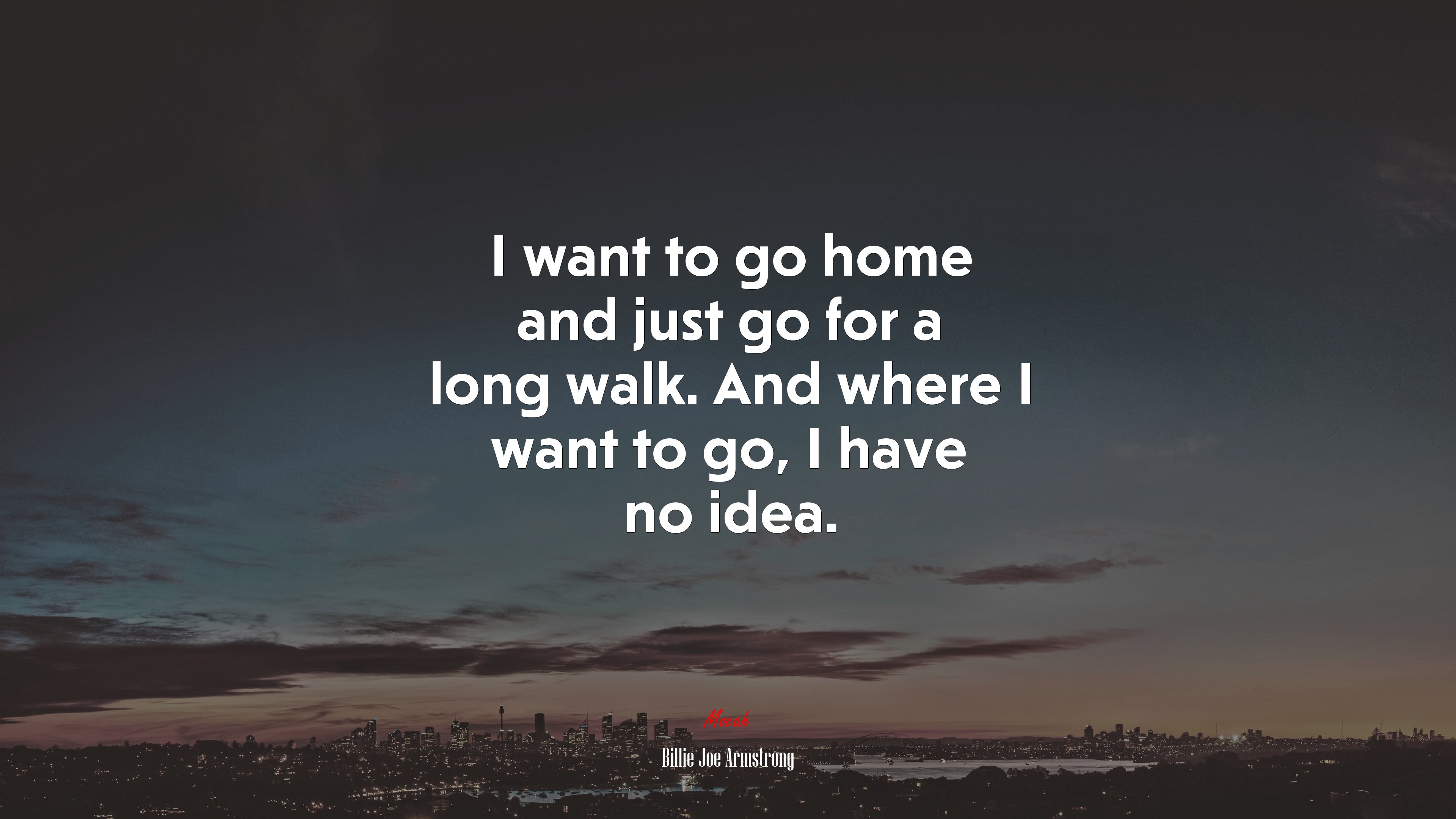 I want to go home and just go for a long walk. And where I want to go, I have no idea. | Billie Joe Armstrong quote HD Wallpaper
