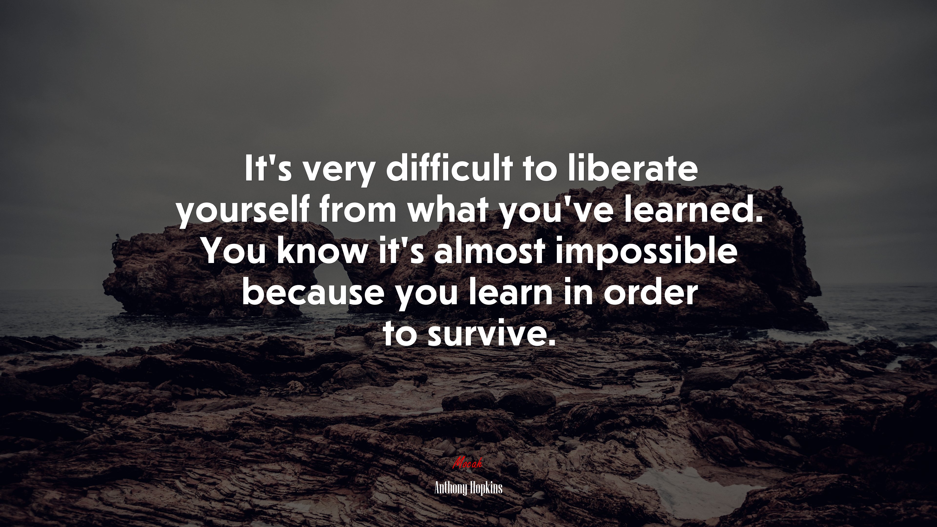 It’s very difficult to liberate yourself from what you’ve learned. You know it’s almost impossible because you learn in order to survive. | Anthony Hopkins quote HD Wallpaper