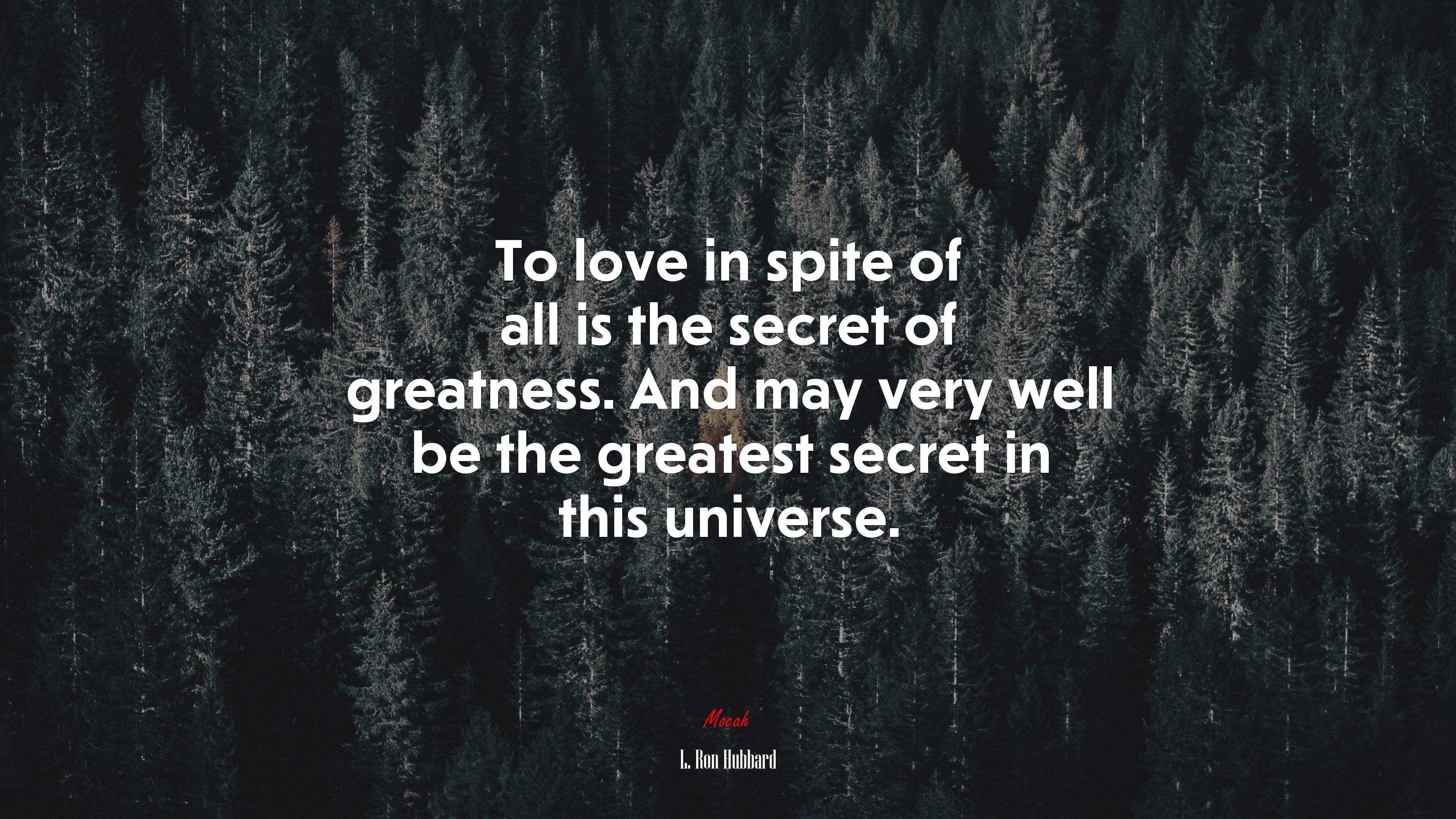 To love in spite of all is the secret of greatness. And may very well be the greatest secret in this universe. | L. Ron Hubbard quote HD Wallpaper