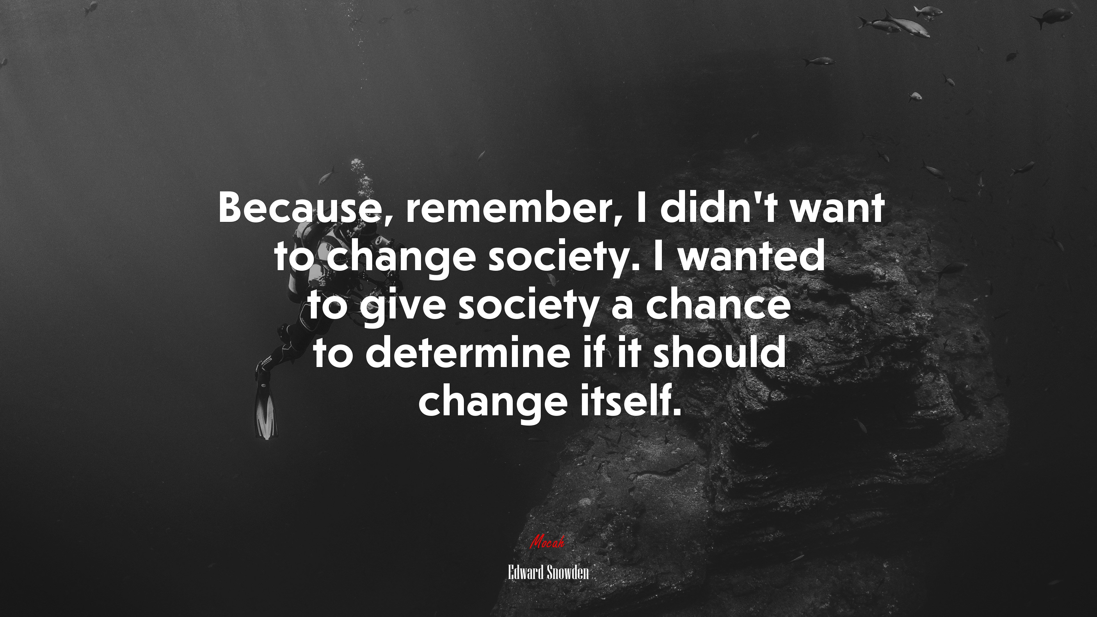 Because, remember, I didn’t want to change society. I wanted to give society a chance to determine if it should change itself. | Edward Snowden quote HD Wallpaper