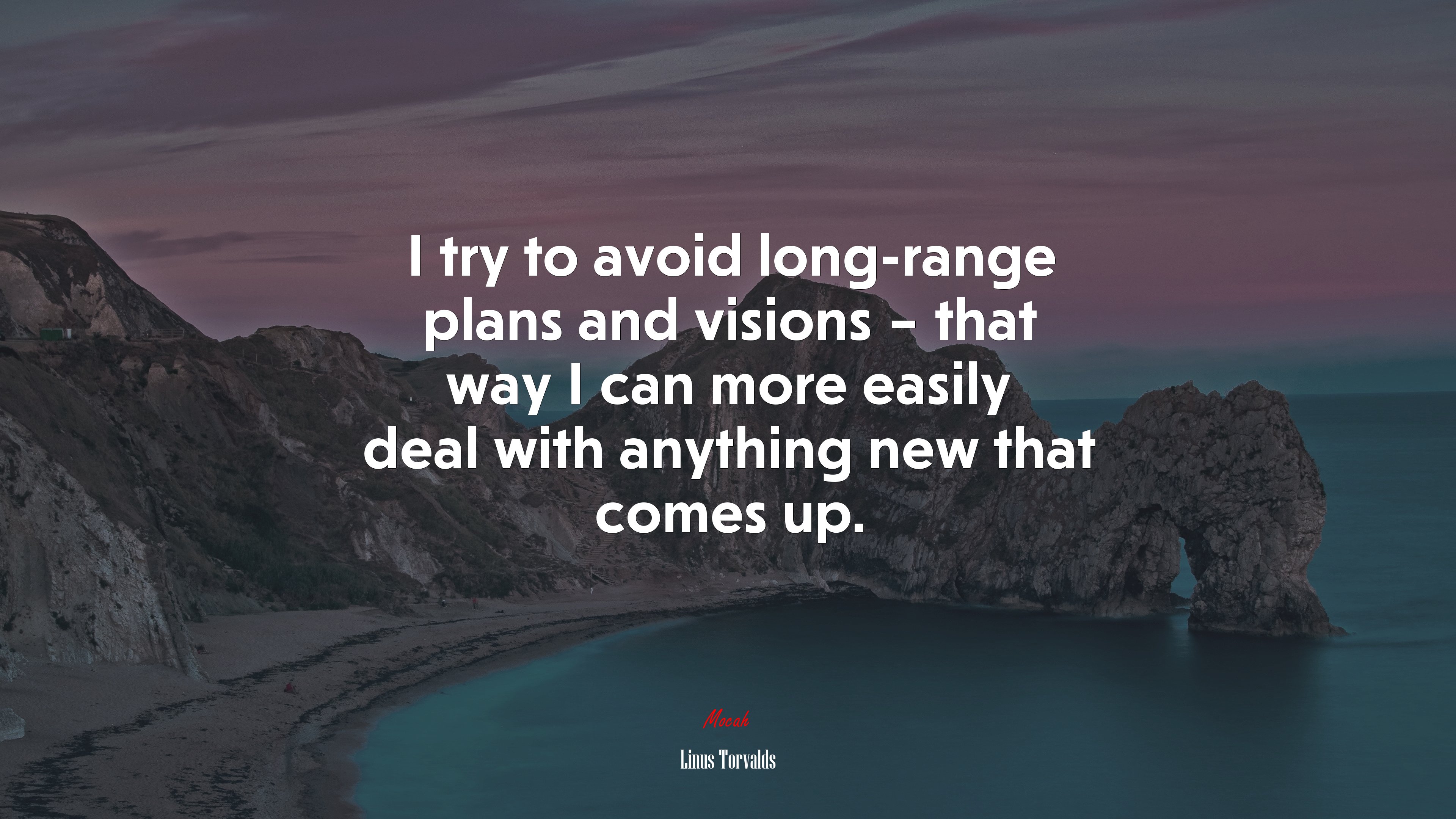 I try to avoid long-range plans and visions – that way I can more easily deal with anything new that comes up. | Linus Torvalds quote HD Wallpaper