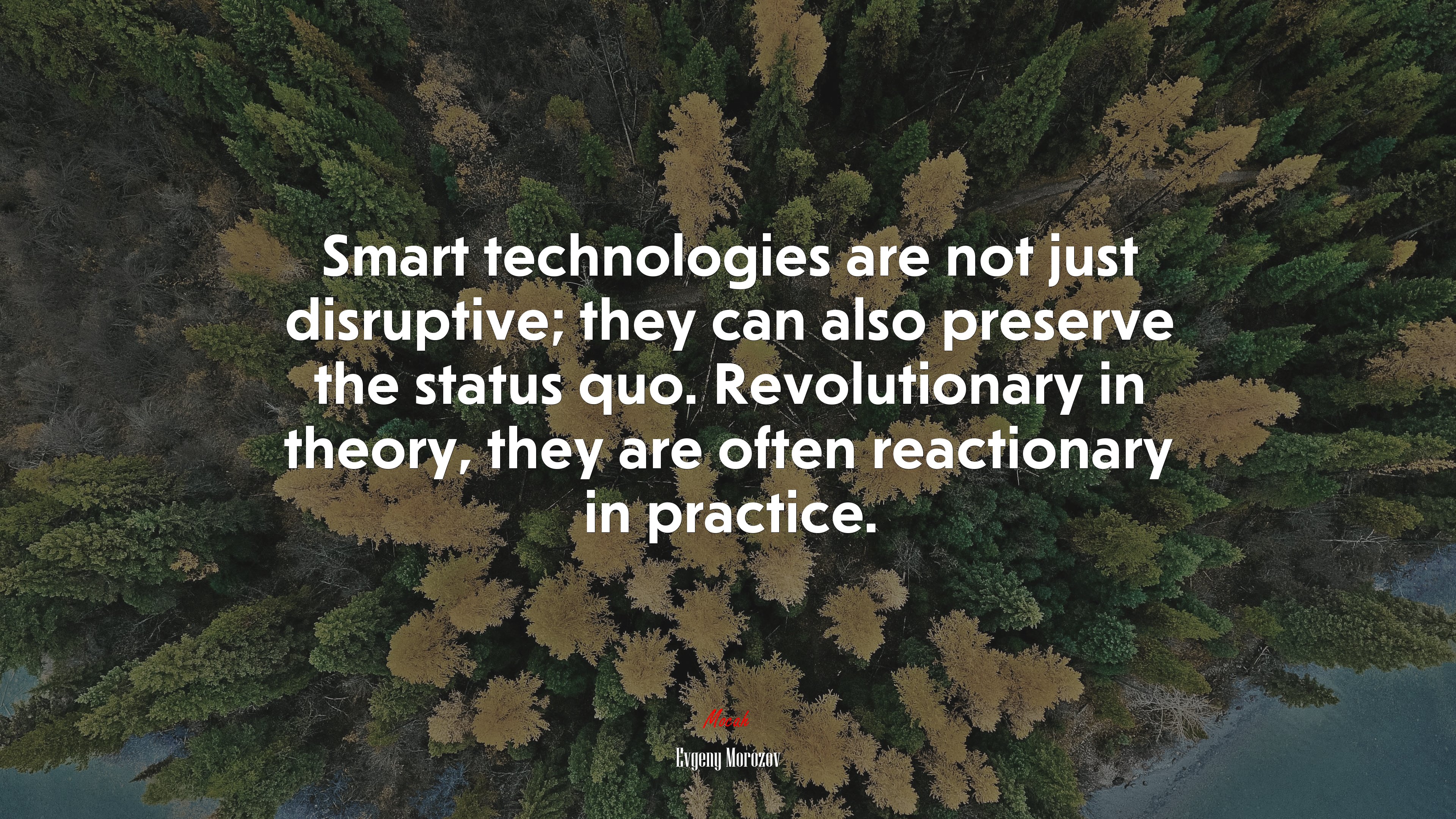 Smart technologies are not just disruptive; they can also preserve the status quo. Revolutionary in theory, they are often reactionary in practice. | Evgeny Morozov quote HD Wallpaper