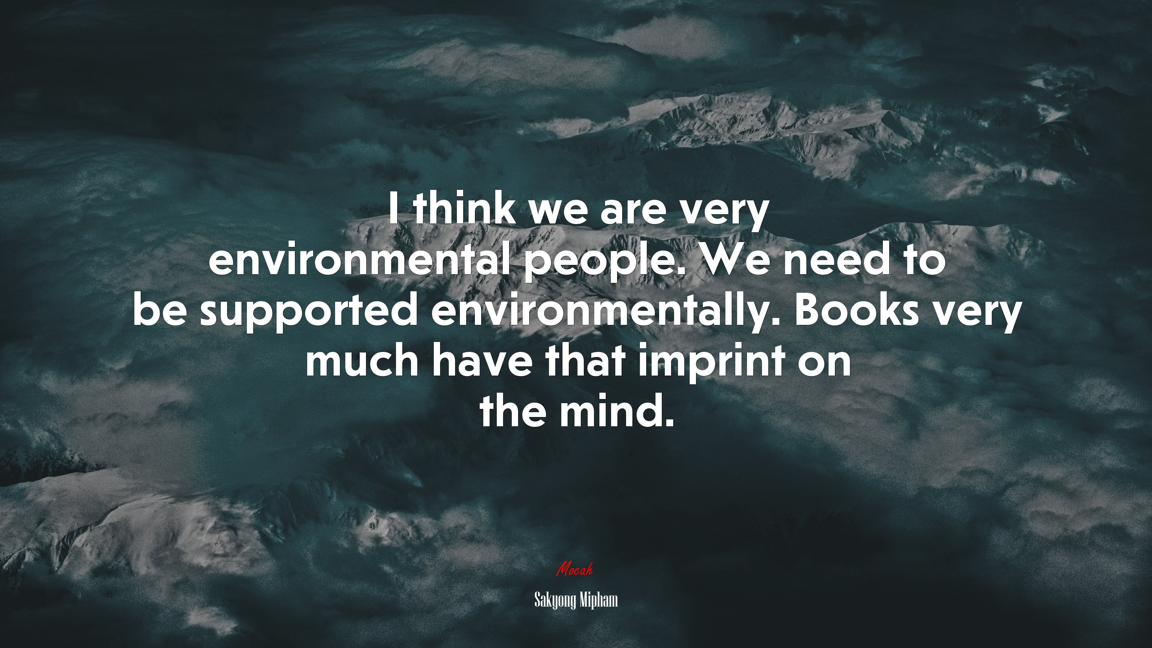 I think we are very environmental people. We need to be supported environmentally. Books very much have that imprint on the mind. | Sakyong Mipham quote HD Wallpaper