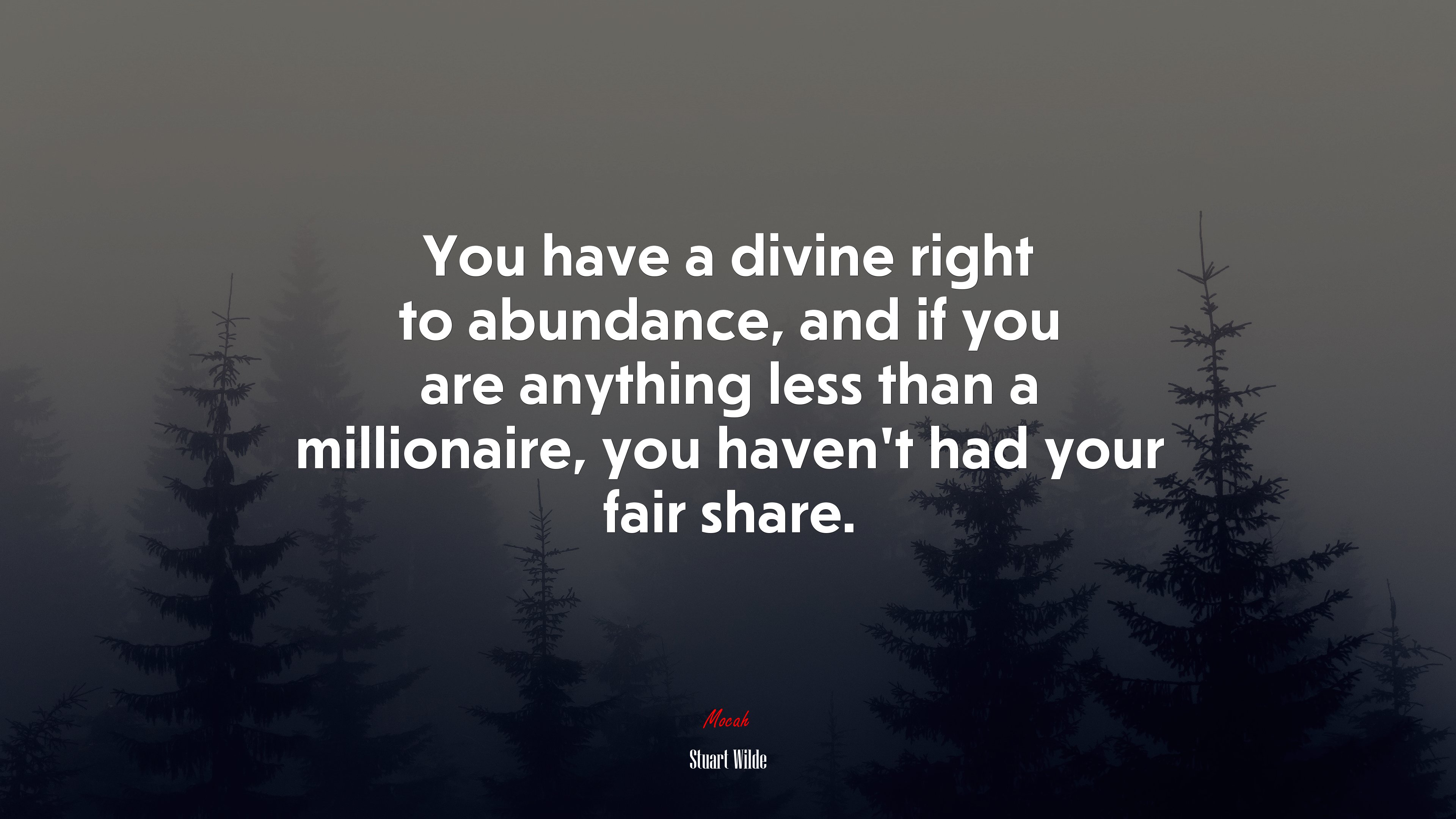 You have a divine right to abundance, and if you are anything less than a millionaire, you haven’t had your fair share. | Stuart Wilde quote HD Wallpaper