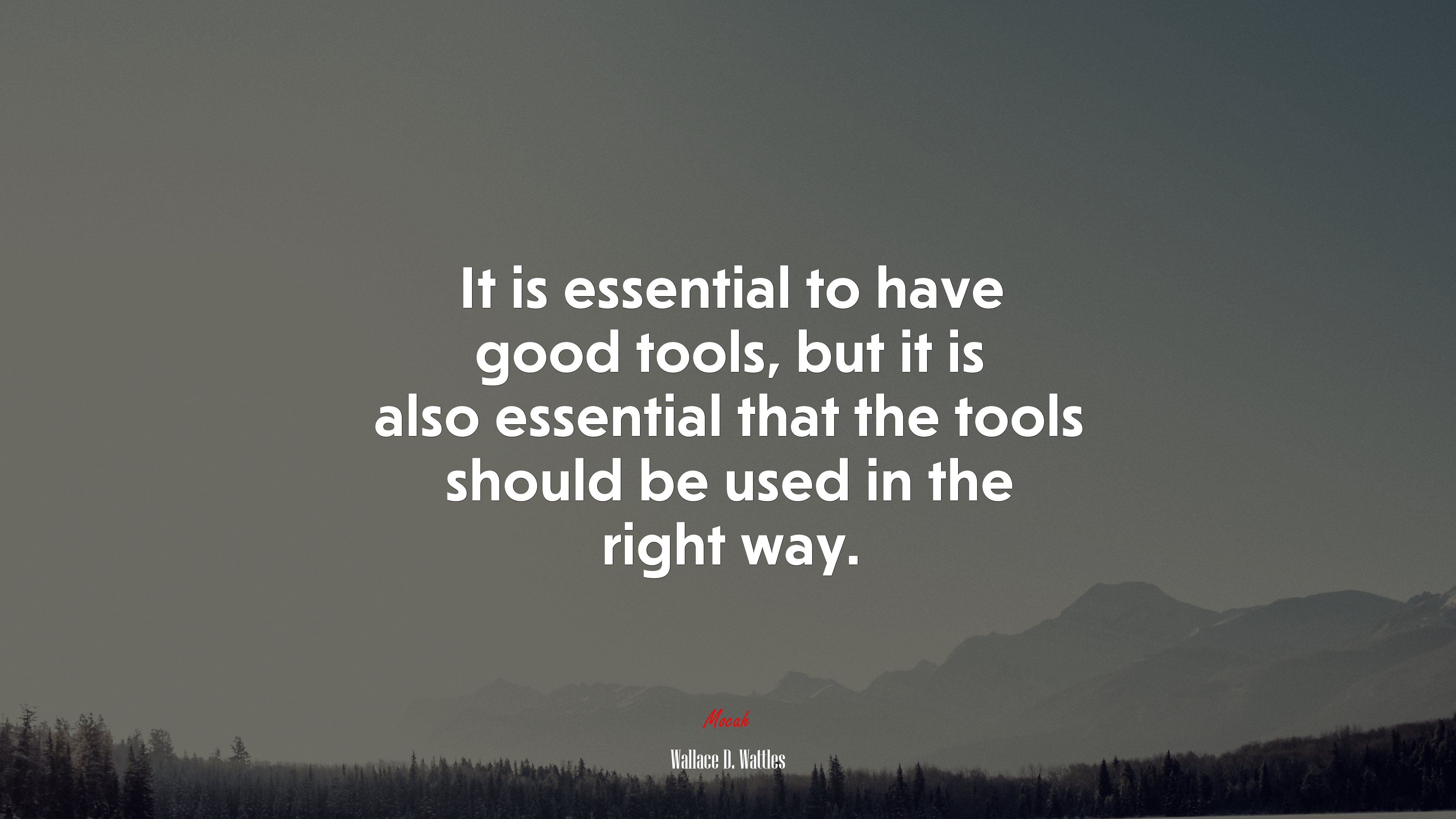 It is essential to have good tools, but it is also essential that the tools should be used in the right way. | Wallace D. Wattles quote HD Wallpaper