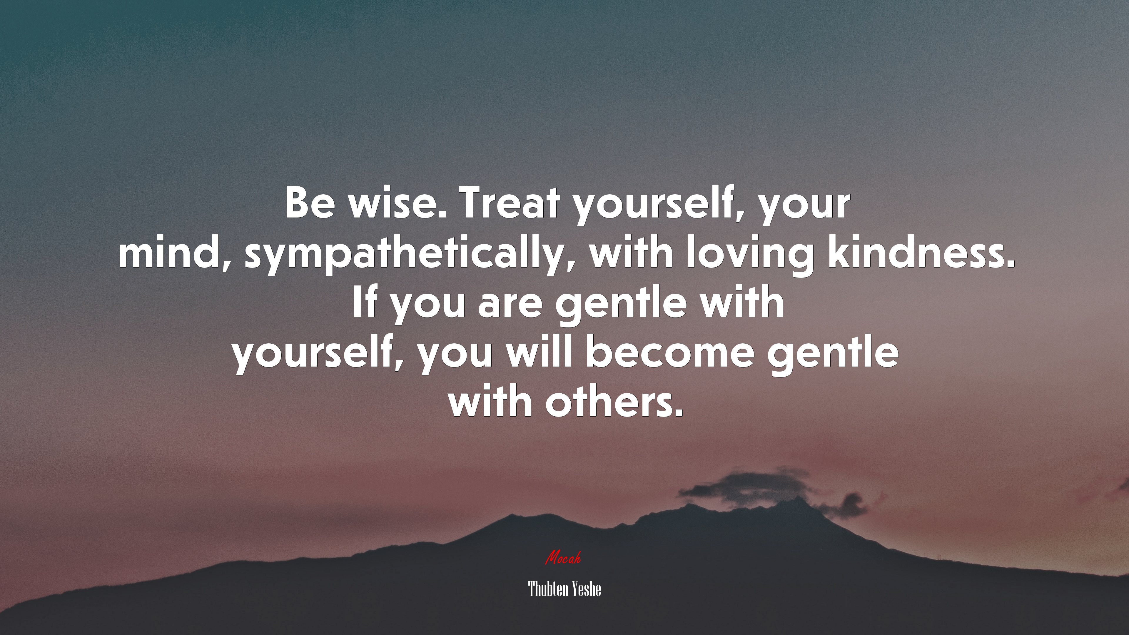 Be wise. Treat yourself, your mind, sympathetically, with loving kindness. If you are gentle with yourself, you will become gentle with others. | Thubten Yeshe quote HD Wallpaper