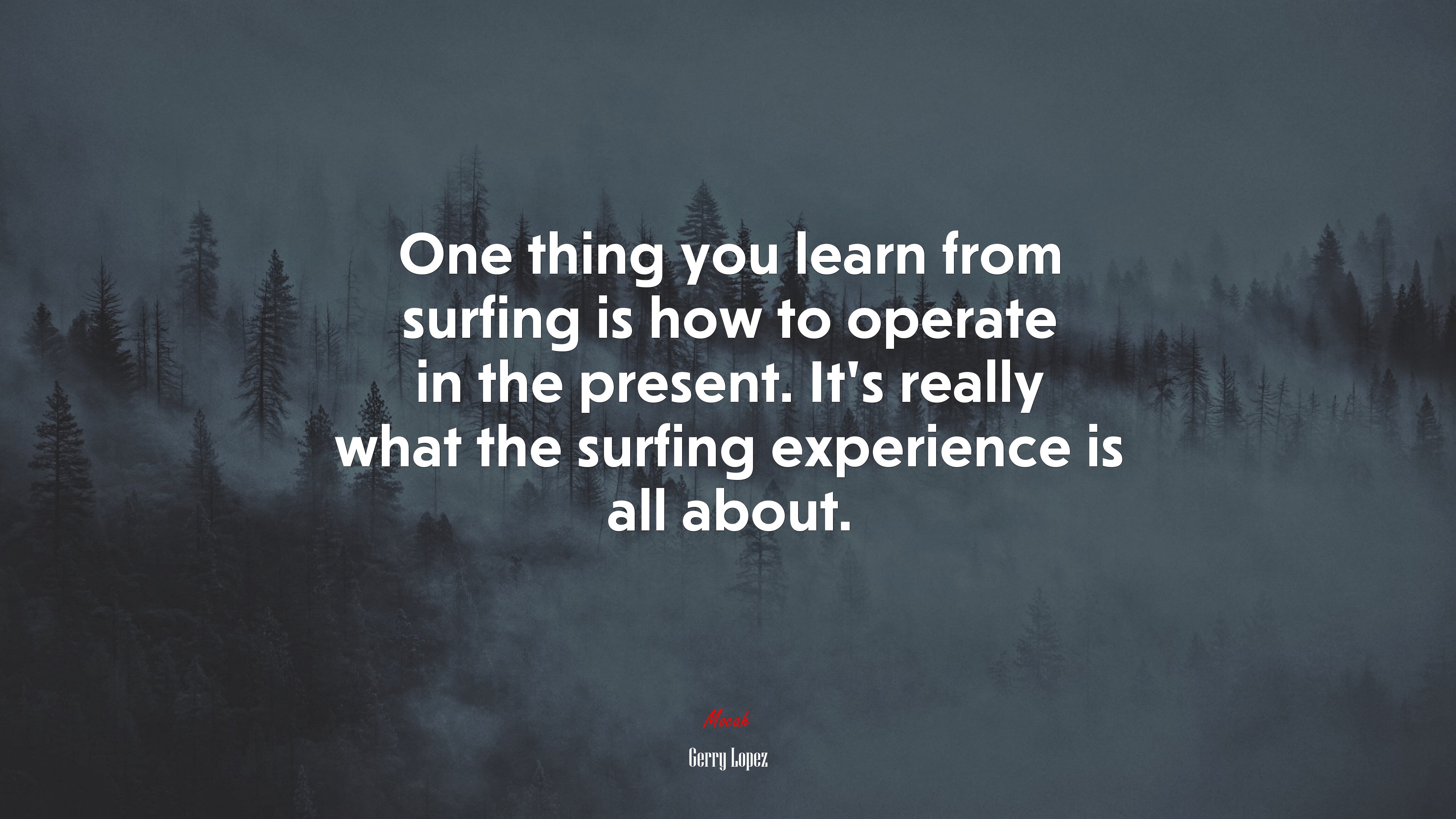 One thing you learn from surfing is how to operate in the present. It’s really what the surfing experience is all about. | Gerry Lopez quote HD Wallpaper