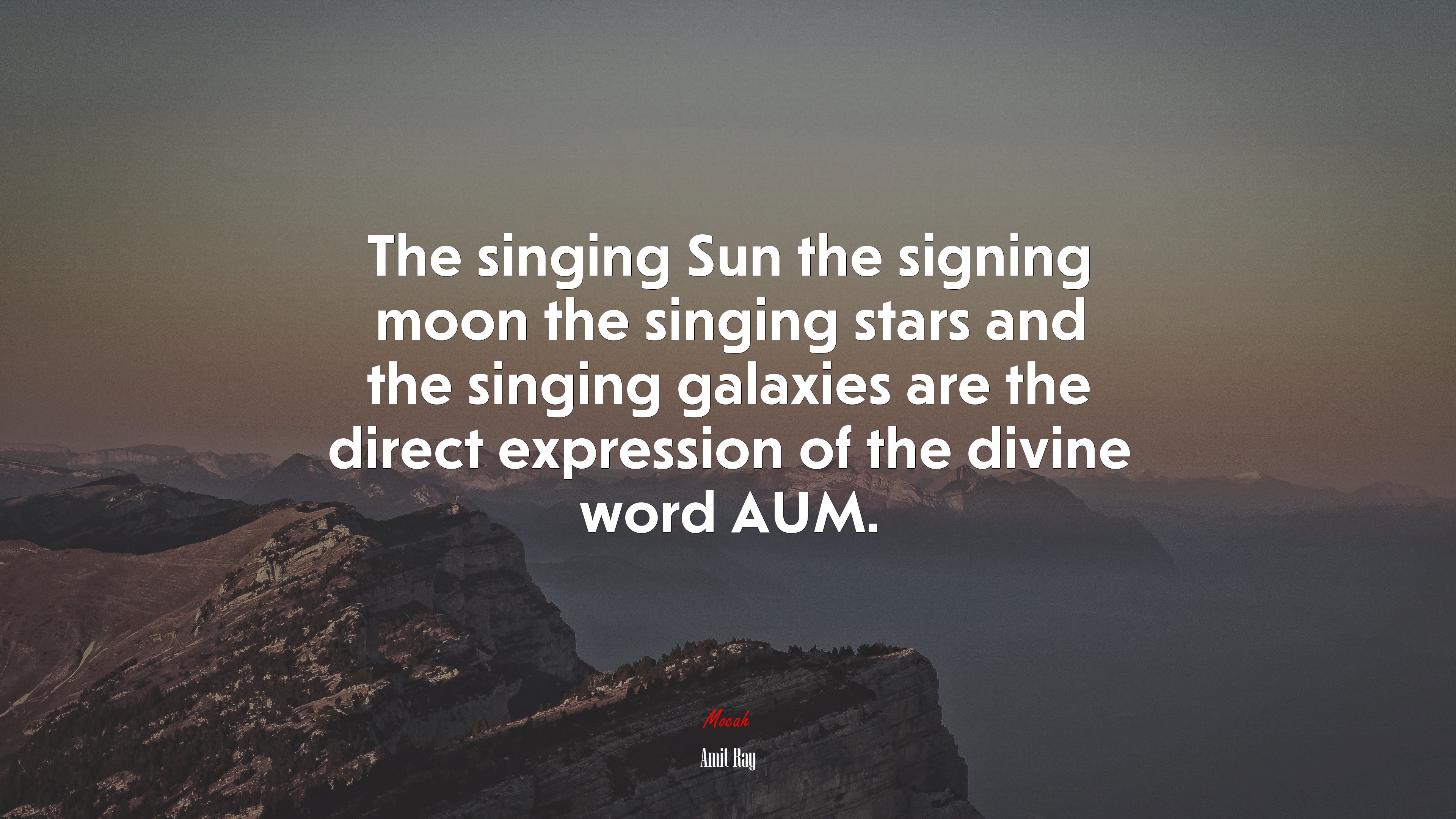 The singing Sun the signing moon the singing stars and the singing galaxies are the direct expression of the divine word AUM. | Amit Ray quote HD Wallpaper
