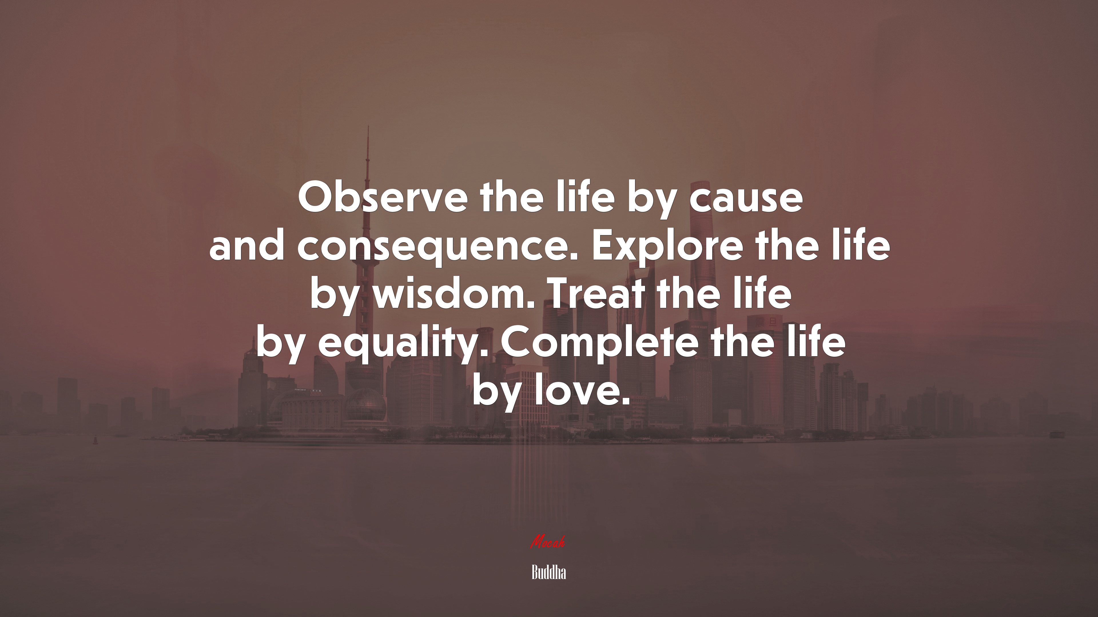 Observe the life by cause and consequence. Explore the life by wisdom. Treat the life by equality. Complete the life by love. | Buddha quote HD Wallpaper