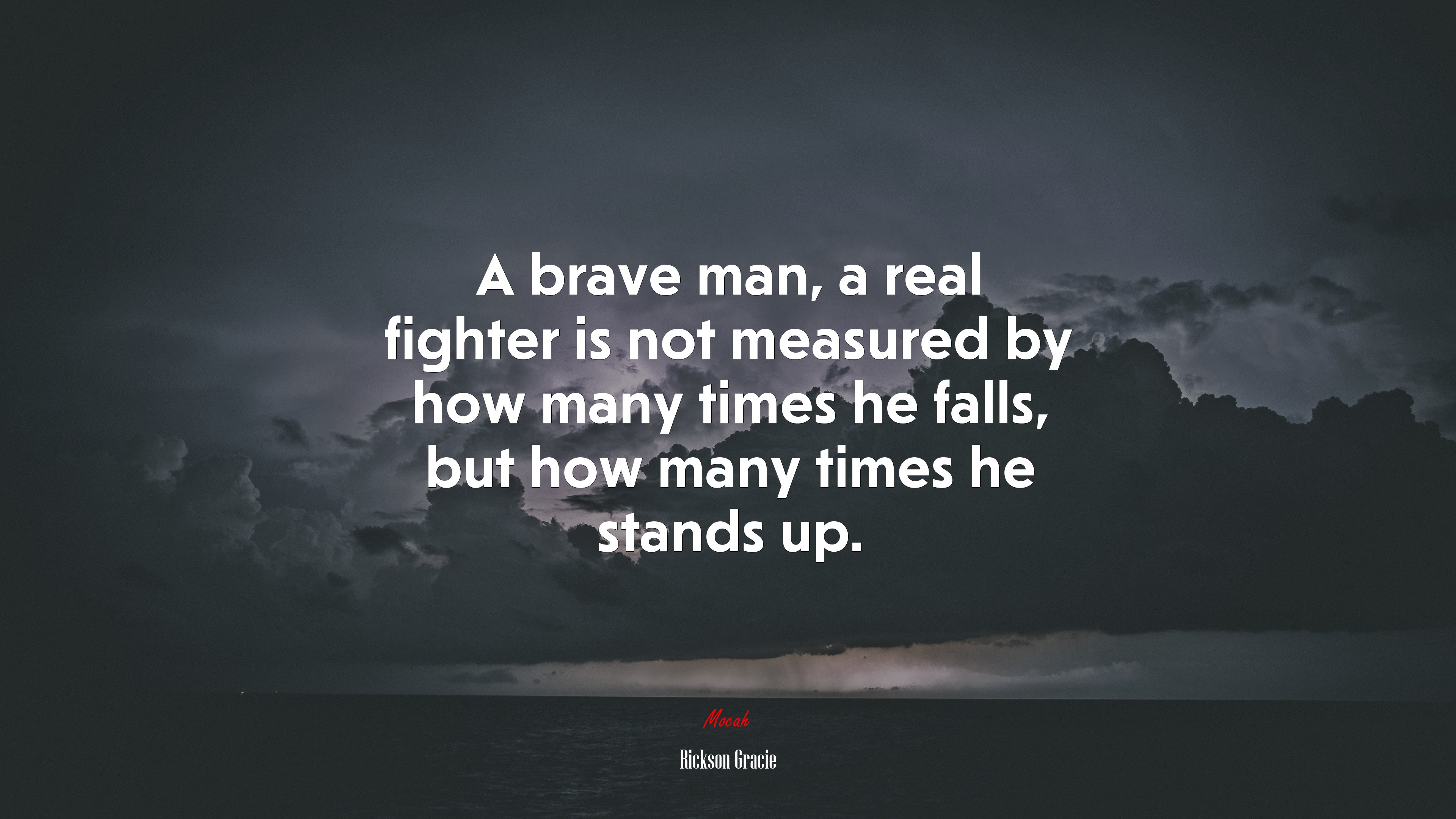 A brave man, a real fighter is not measured by how many times he falls, but how many times he stands up. | Rickson Gracie quote HD Wallpaper