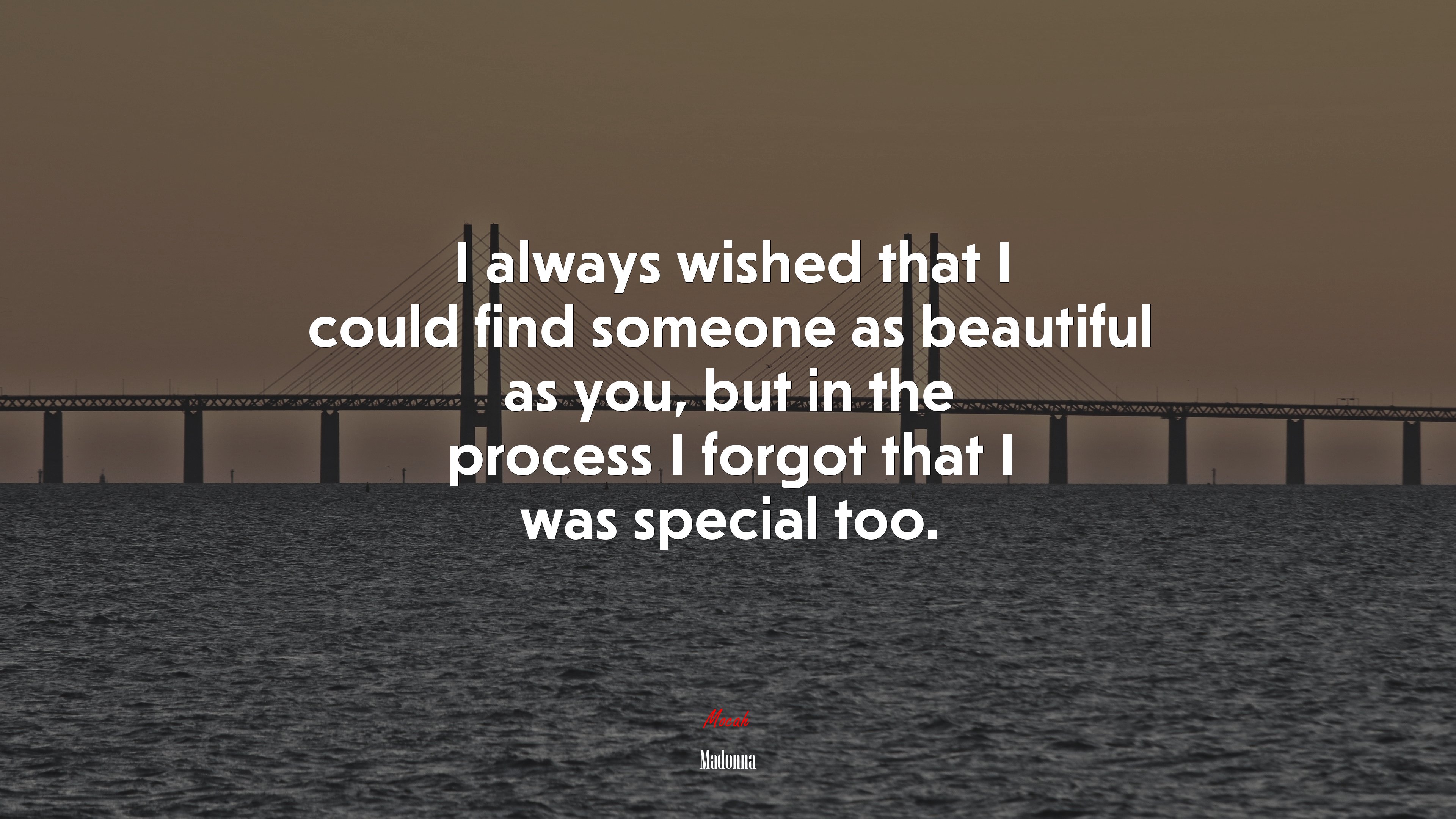 I always wished that I could find someone as beautiful as you, but in the process I forgot that I was special too. | Madonna quote HD Wallpaper
