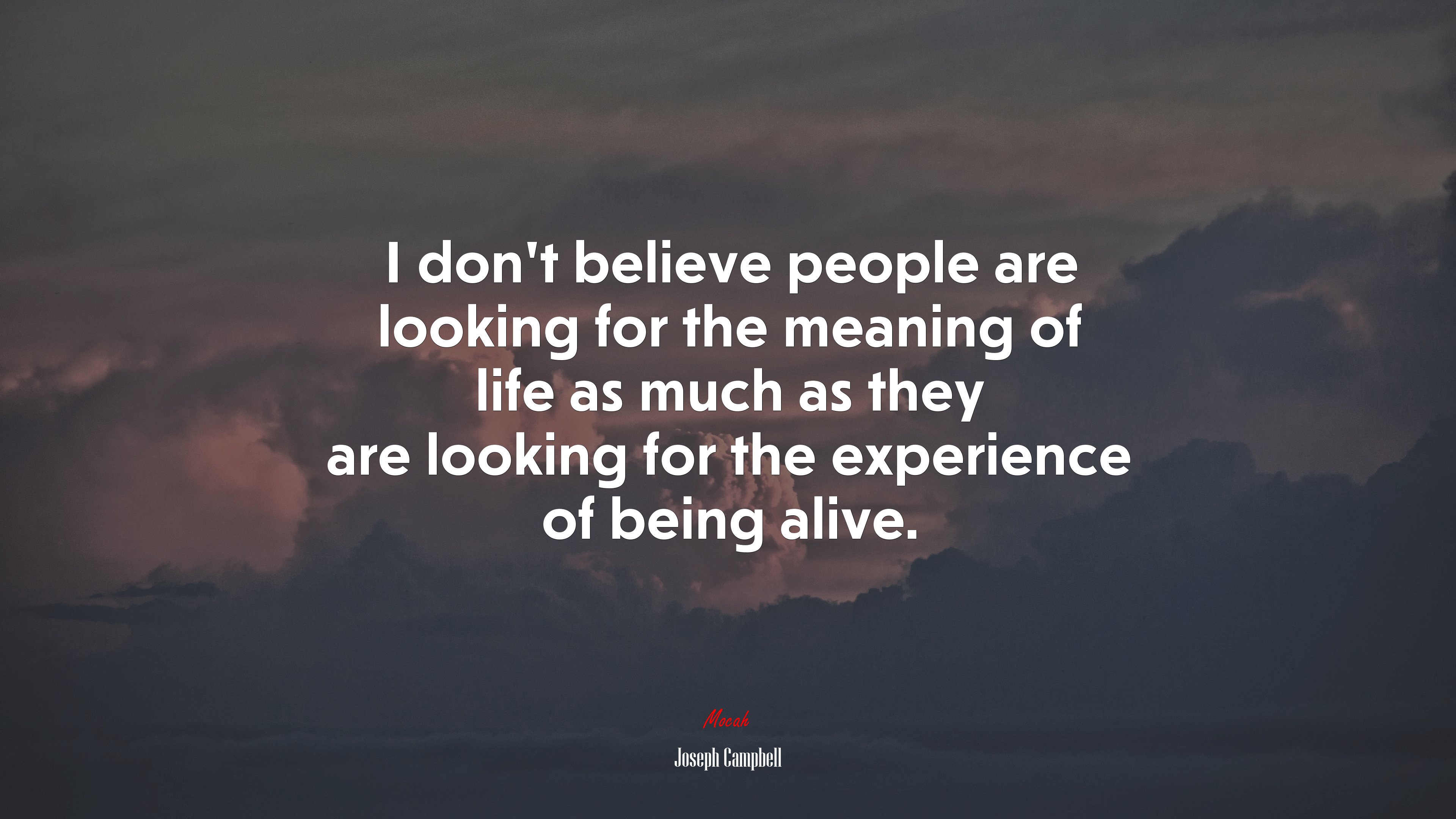 I don’t believe people are looking for the meaning of life as much as they are looking for the experience of being alive. | Joseph Campbell quote HD Wallpaper