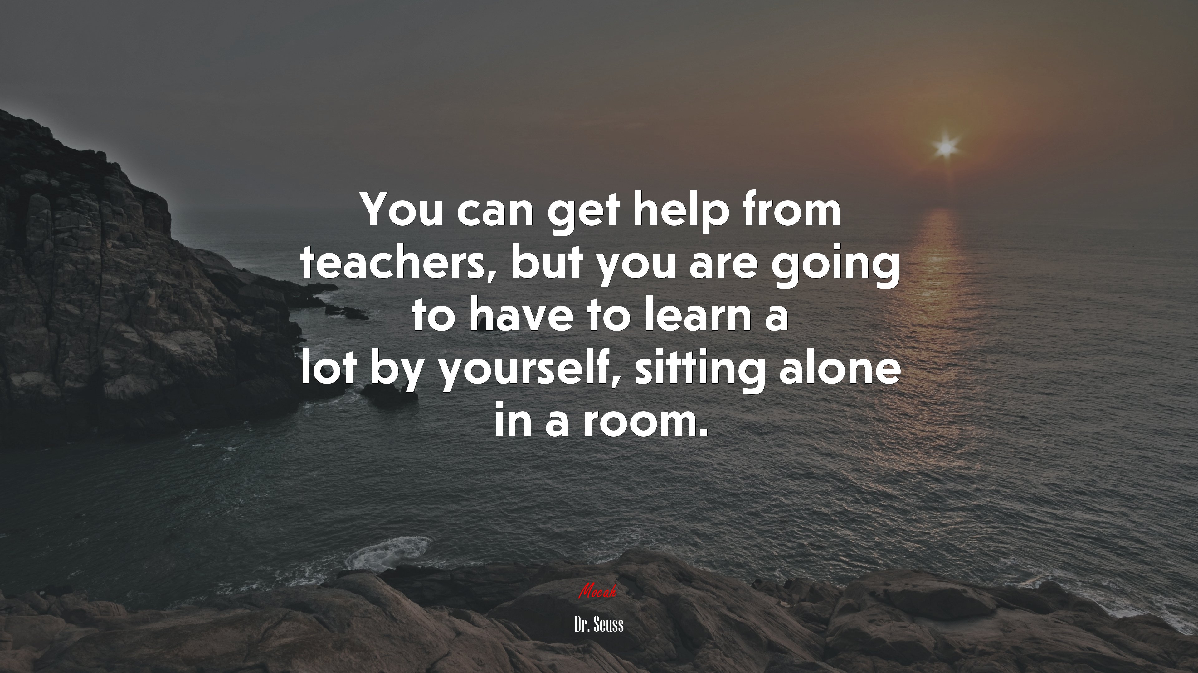 You can get help from teachers, but you are going to have to learn a lot by yourself, sitting alone in a room. | Dr. Seuss quote HD Wallpaper