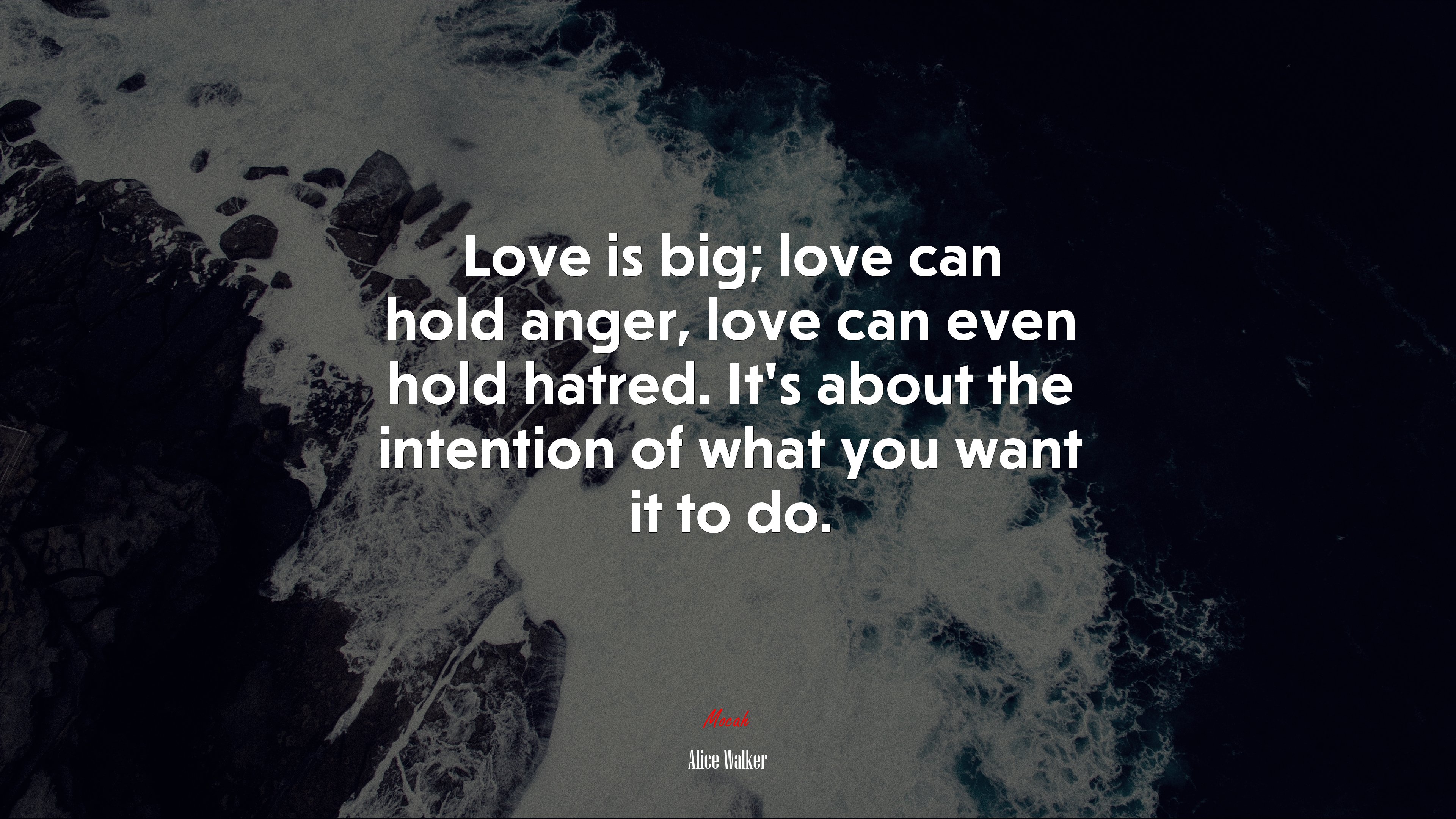 Love is big; love can hold anger, love can even hold hatred. It’s about the intention of what you want it to do. | Alice Walker quote HD Wallpaper