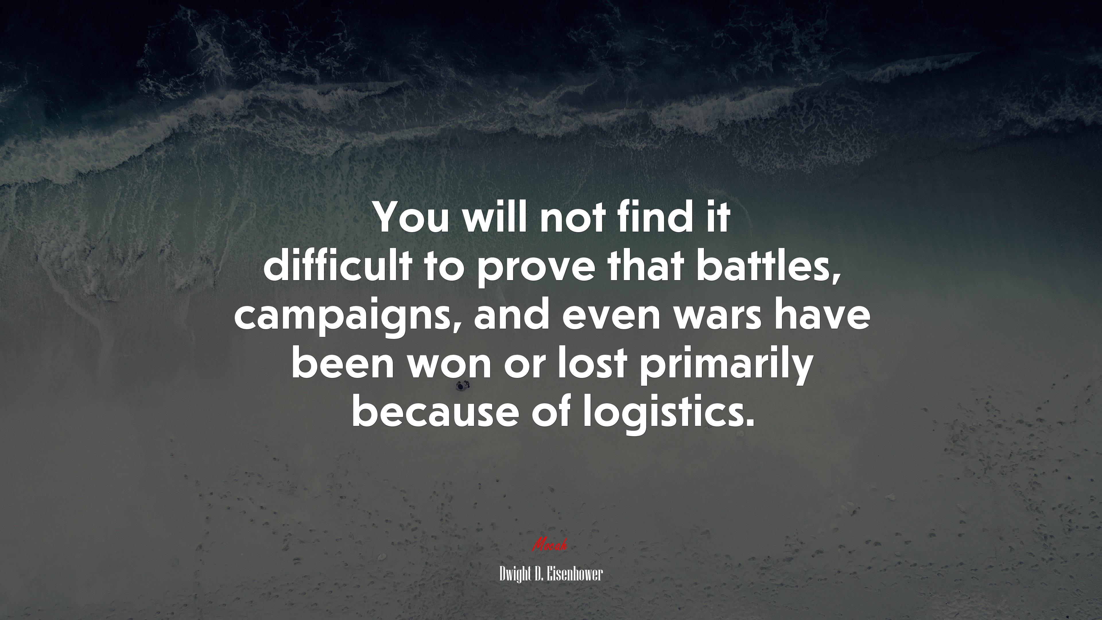 You will not find it difficult to prove that battles, campaigns, and even wars have been won or lost primarily because of logistics. | Dwight D. Eisenhower quote HD Wallpaper