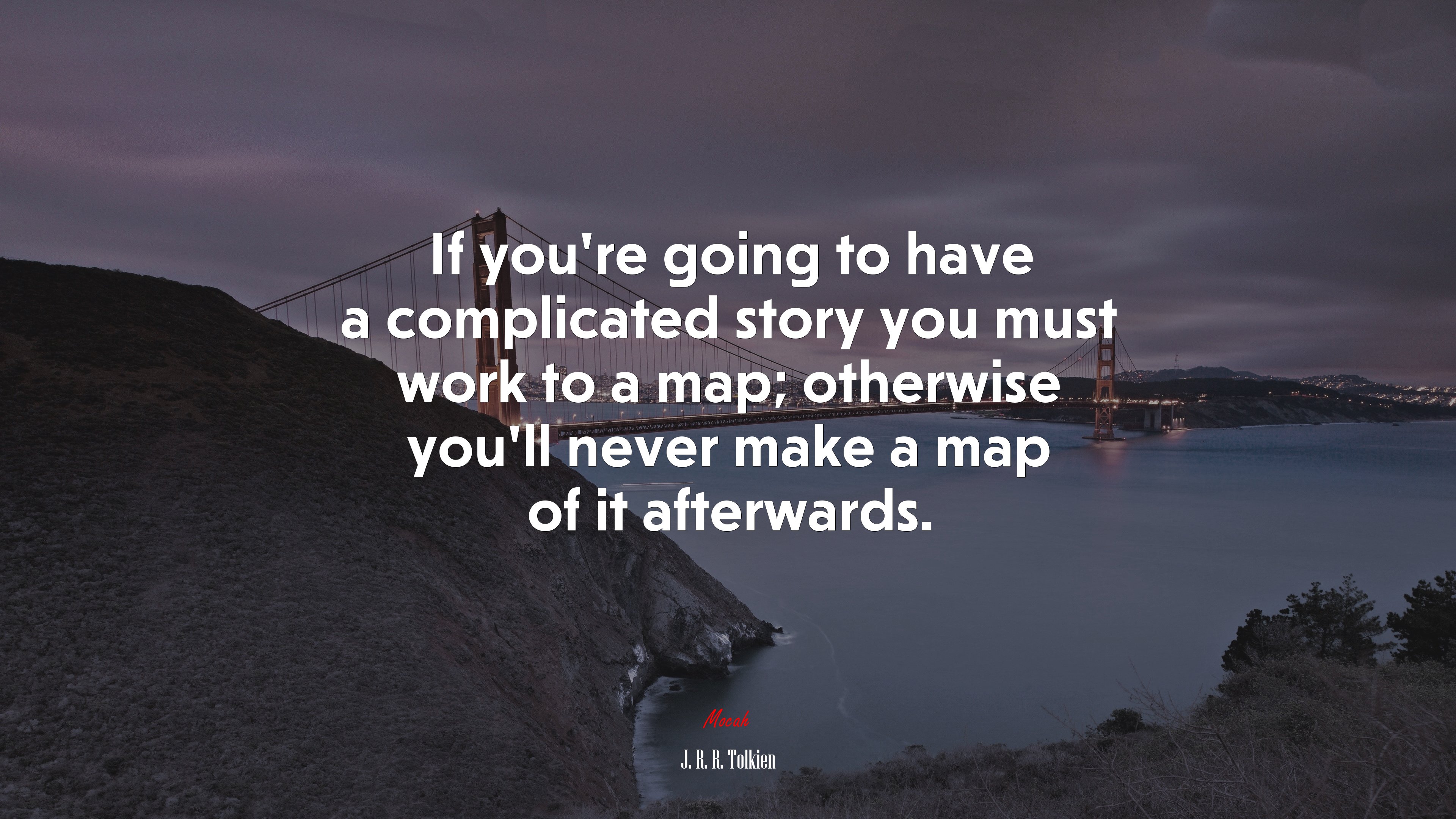 If you’re going to have a complicated story you must work to a map; otherwise you’ll never make a map of it afterwards. | J. R. R. Tolkien quote HD Wallpaper