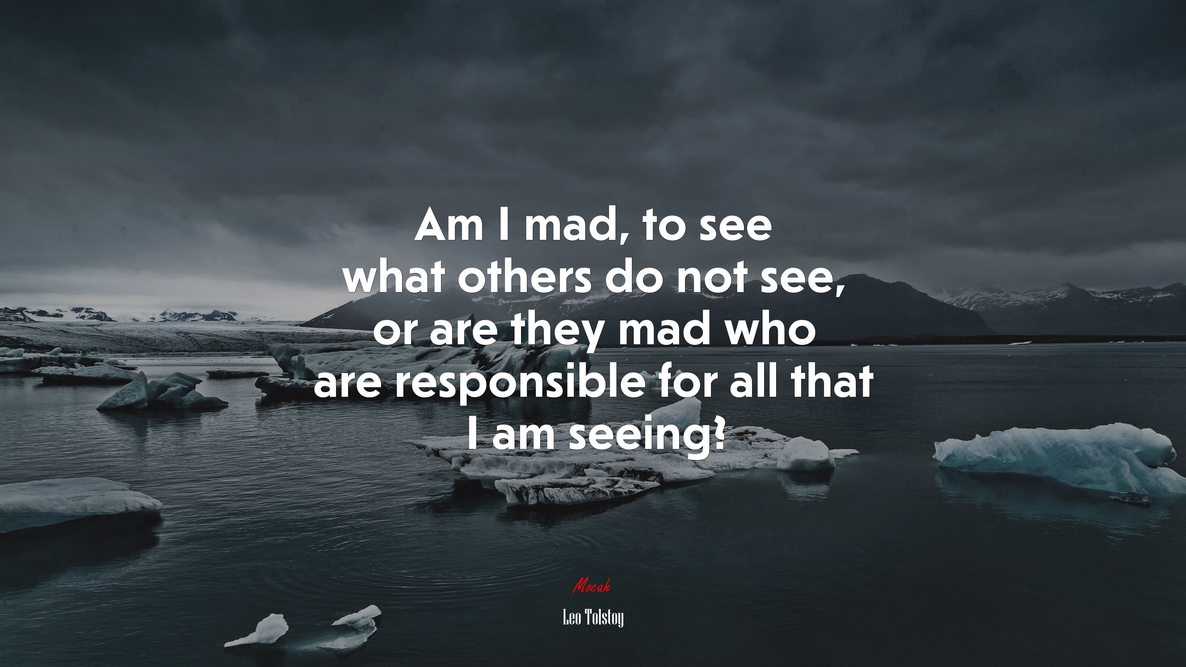 Am I mad, to see what others do not see, or are they mad who are responsible for all that I am seeing? | Leo Tolstoy quote HD Wallpaper