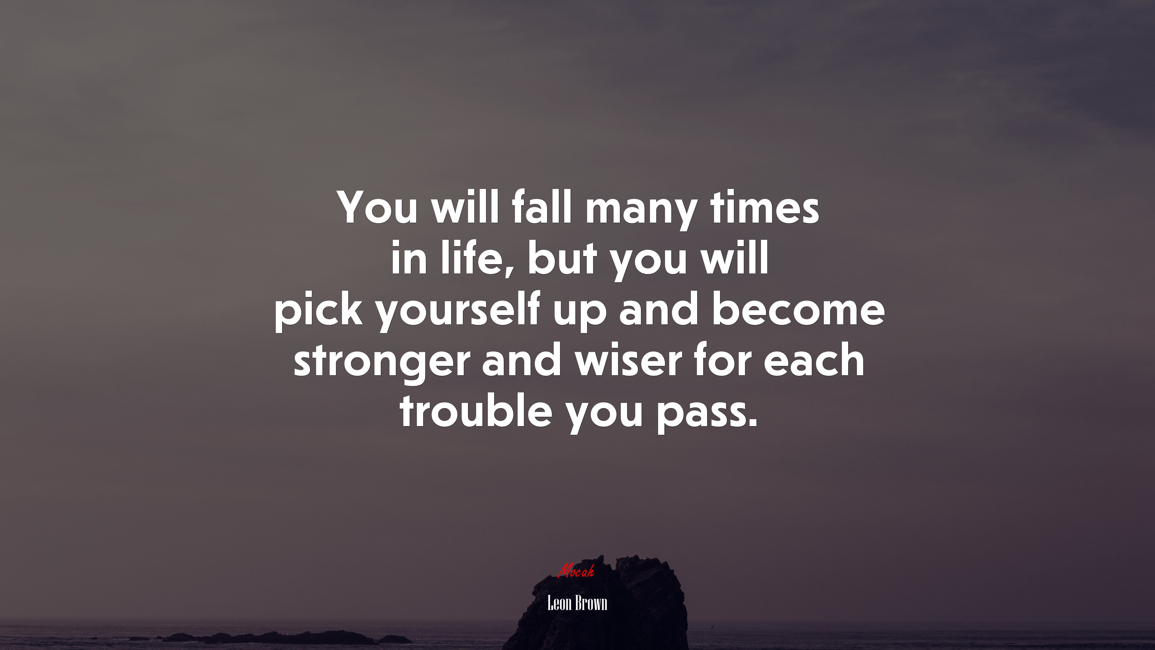 You will fall many times in life, but you will pick yourself up and become stronger and wiser for each trouble you pass. | Leon Brown quote HD Wallpaper