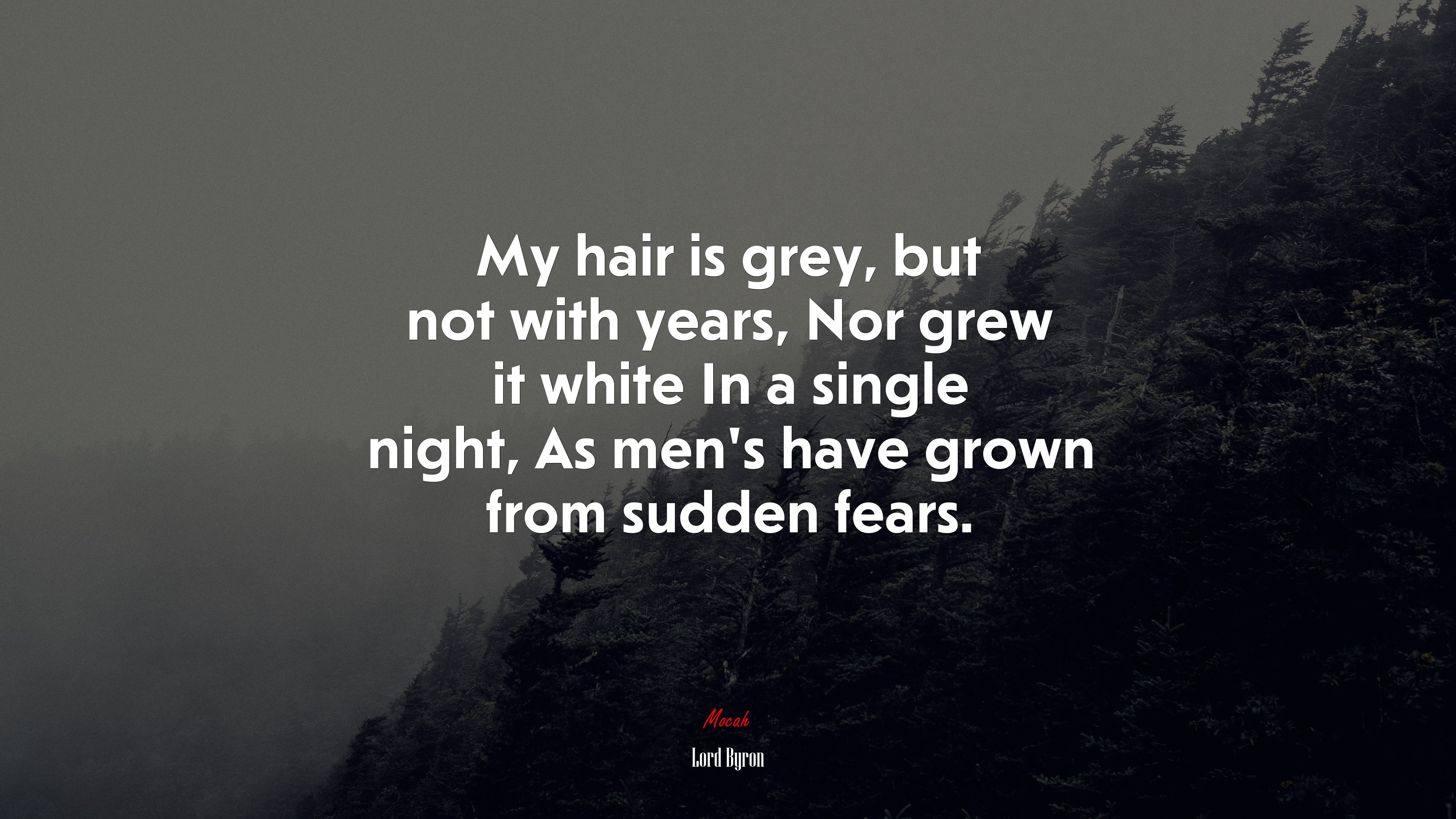 My hair is grey, but not with years, Nor grew it white In a single night, As men’s have grown from sudden fears. | Lord Byron quote HD Wallpaper