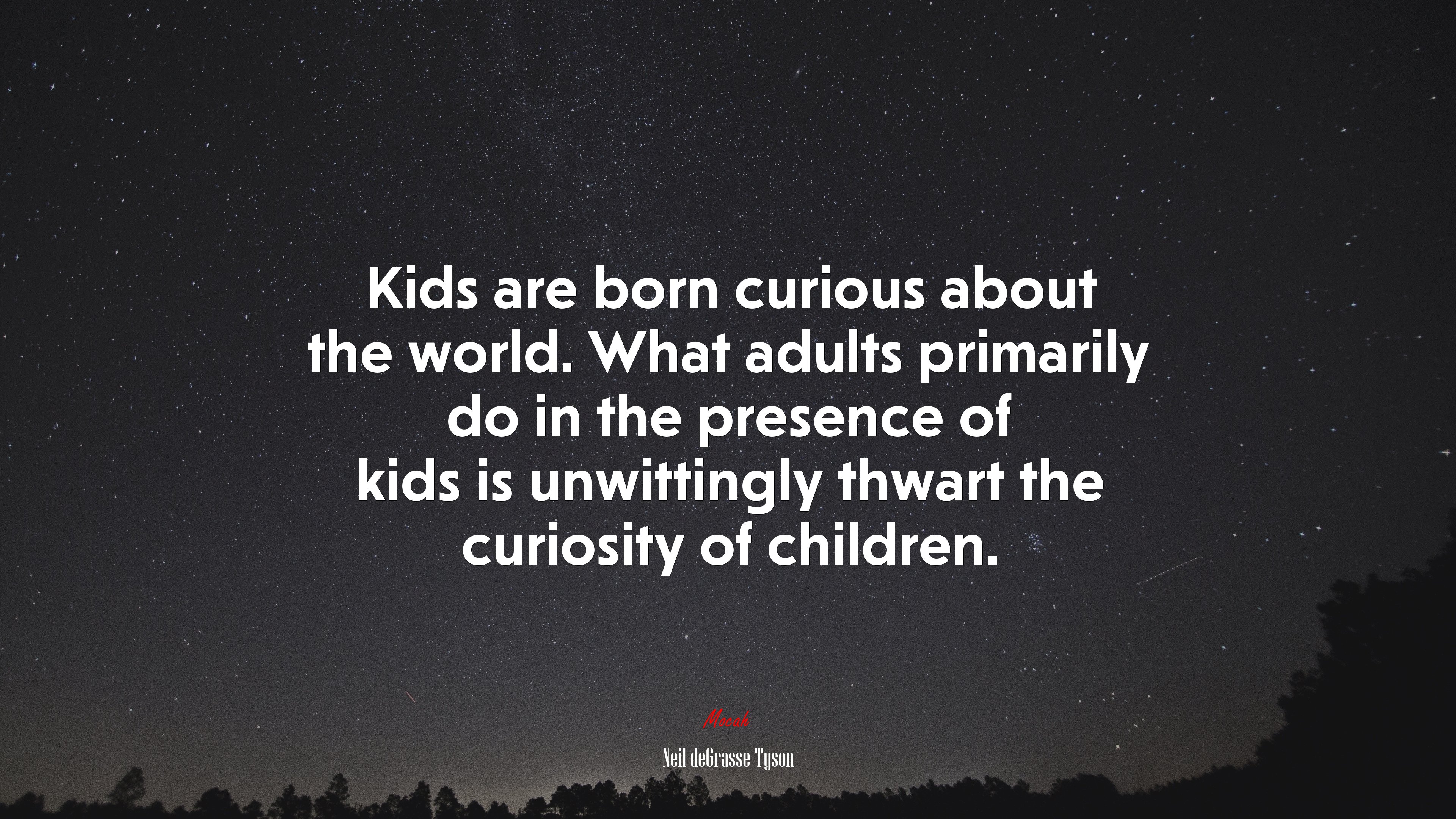 Kids are born curious about the world. What adults primarily do in the presence of kids is unwittingly thwart the curiosity of children. | Neil deGrasse Tyson quote HD Wallpaper