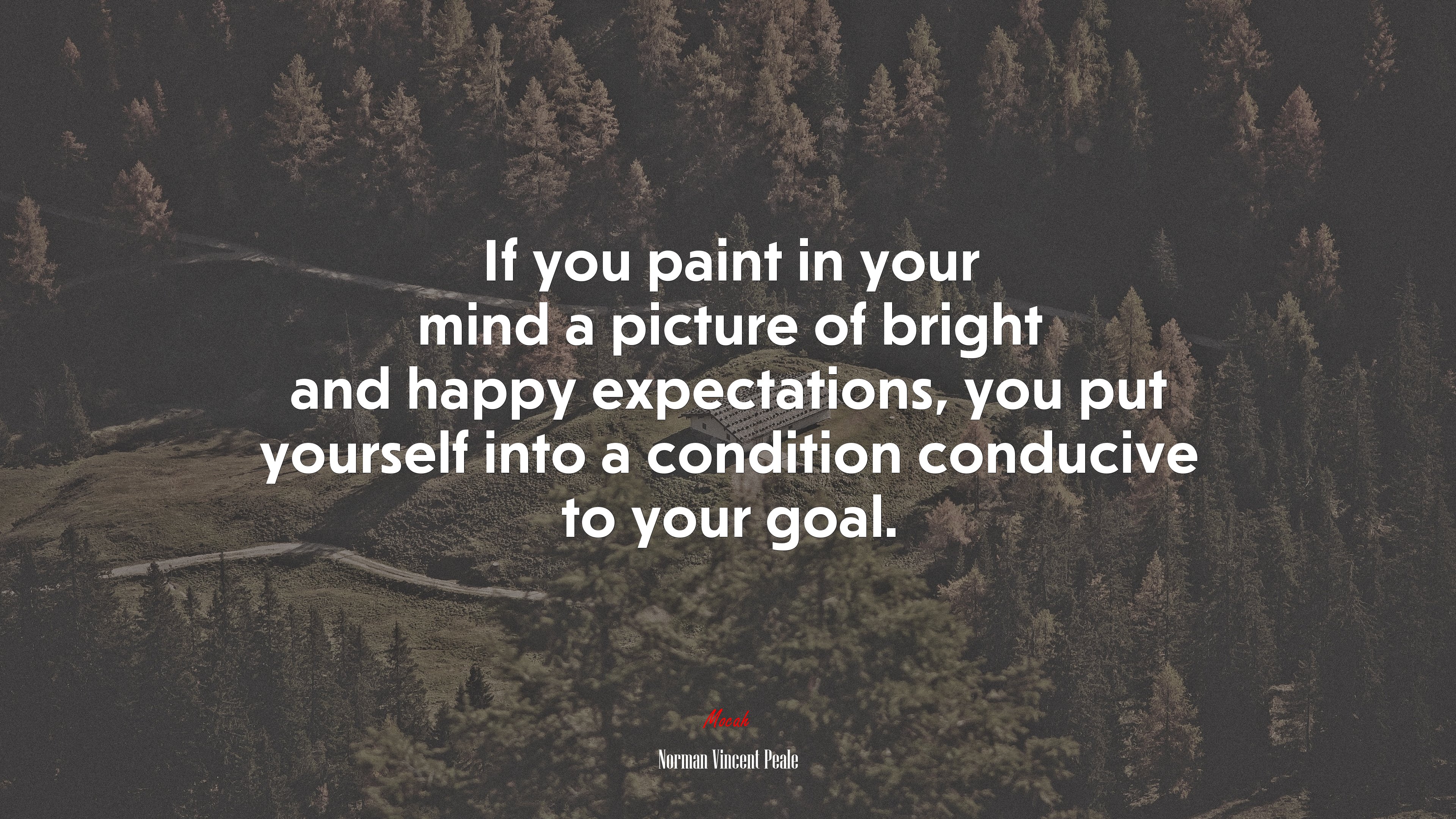 If you paint in your mind a picture of bright and happy expectations, you put yourself into a condition conducive to your goal. | Norman Vincent Peale quote HD Wallpaper