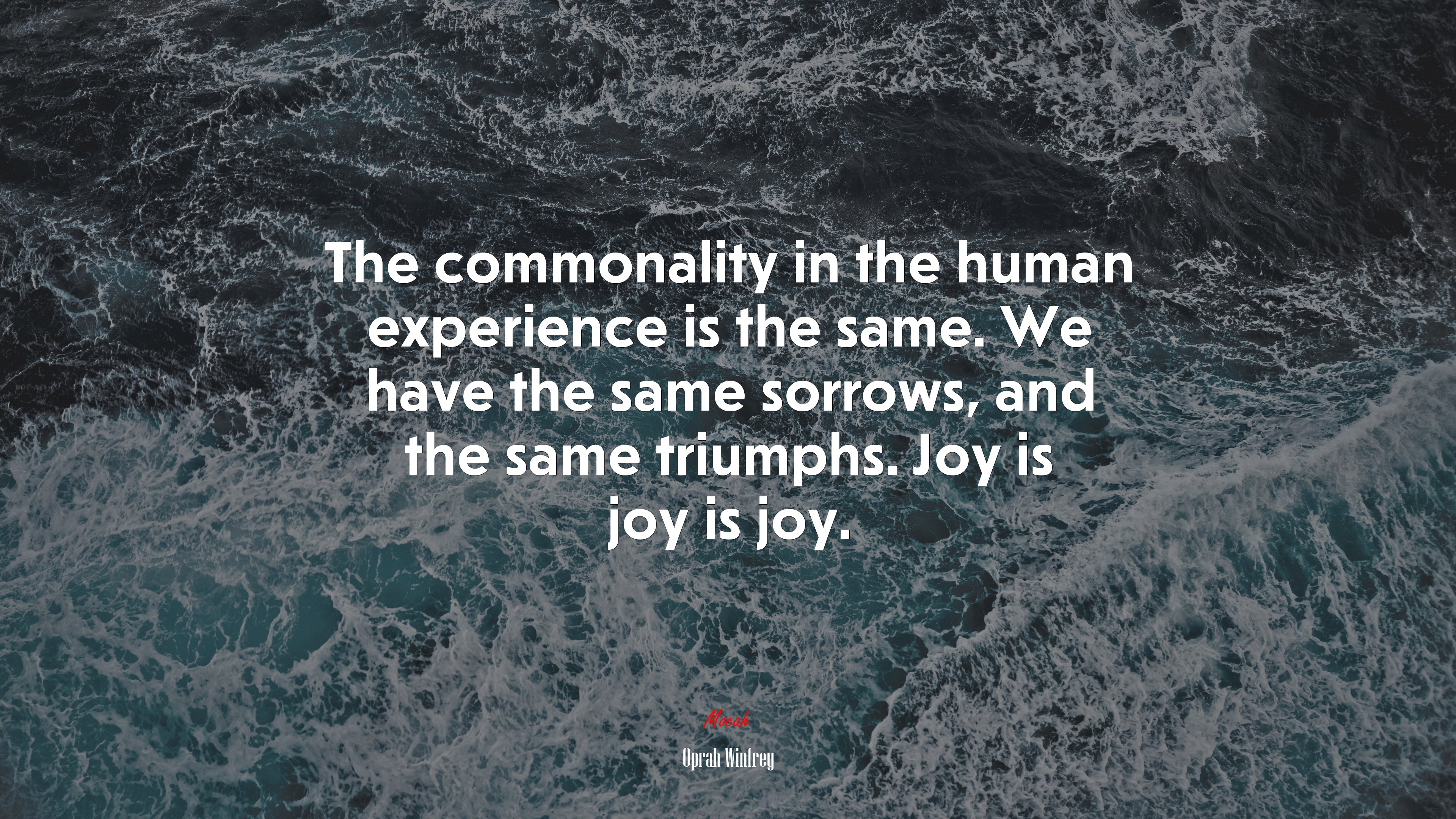 The commonality in the human experience is the same. We have the same sorrows, and the same triumphs. Joy is joy is joy. | Oprah Winfrey quote HD Wallpaper