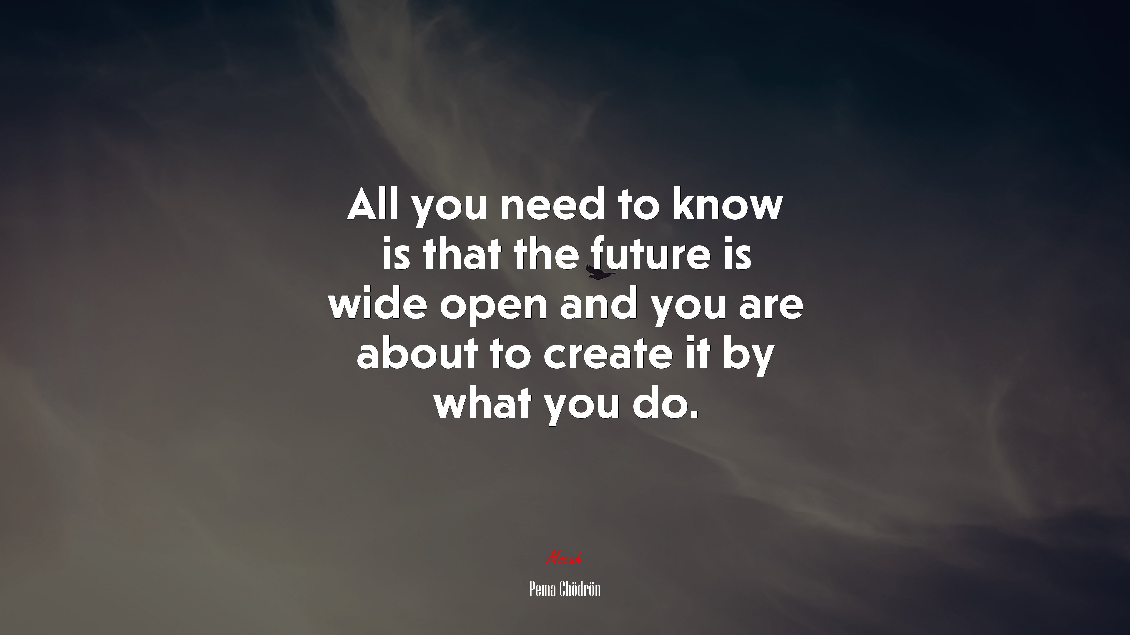 All you need to know is that the future is wide open and you are about to create it by what you do. | Pema Chödrön quote HD Wallpaper
