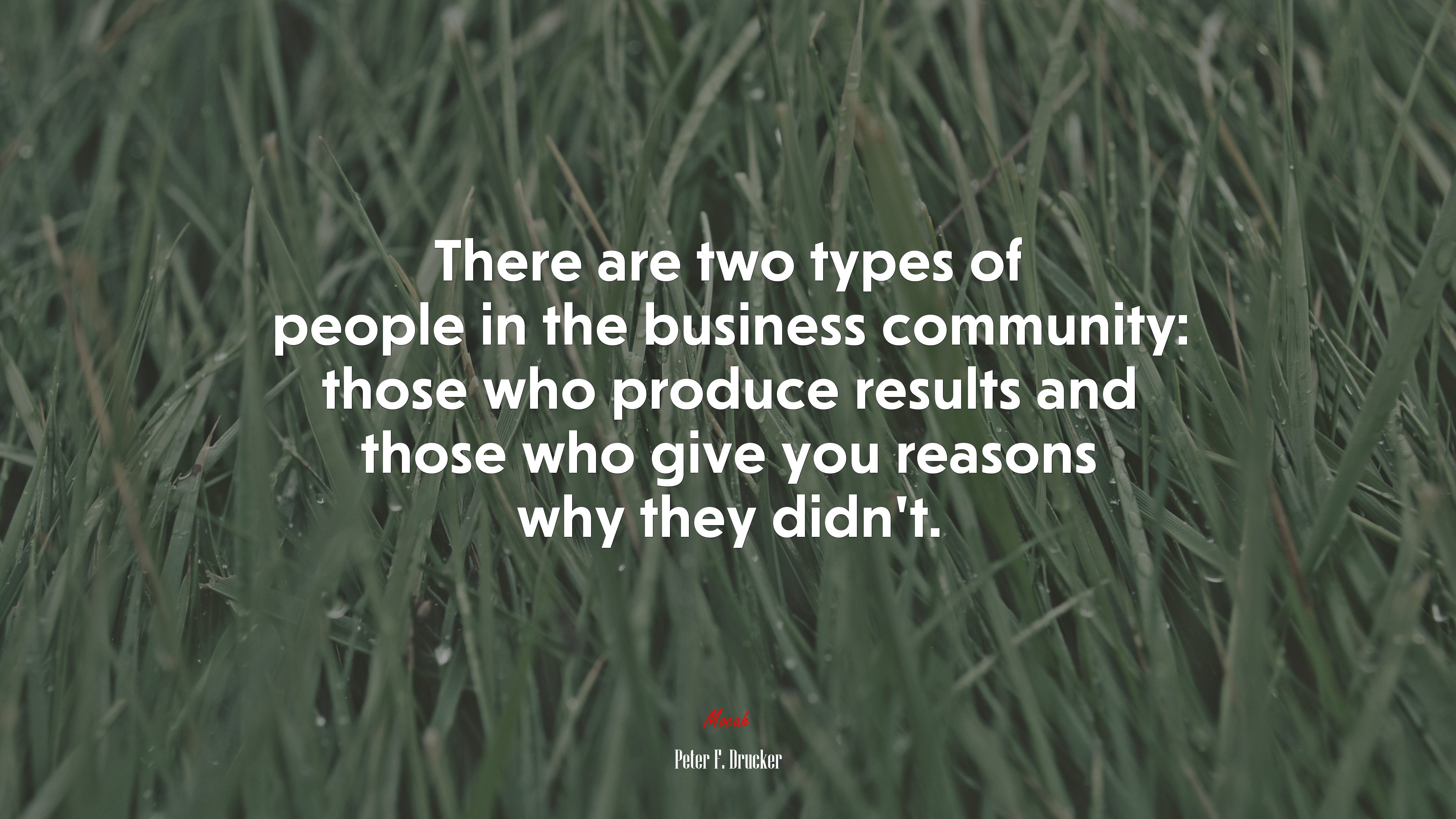 There are two types of people in the business community: those who produce results and those who give you reasons why they didn’t. | Peter F. Drucker quote HD Wallpaper