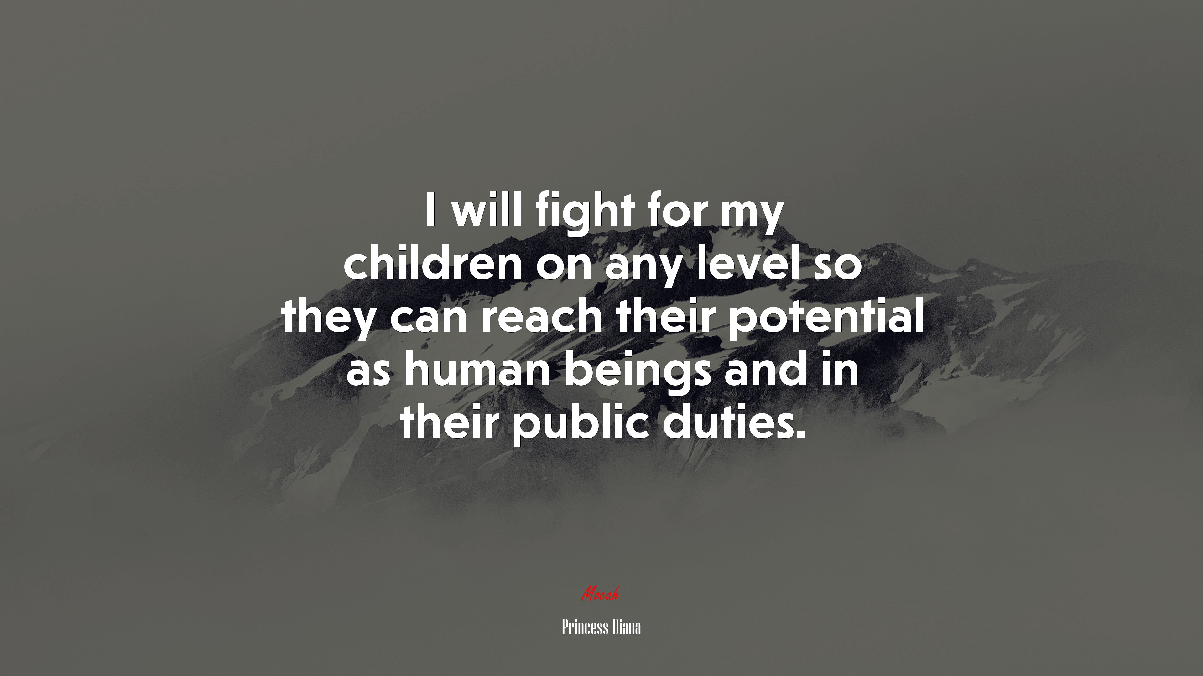 I will fight for my children on any level so they can reach their potential as human beings and in their public duties. | Princess Diana quote HD Wallpaper