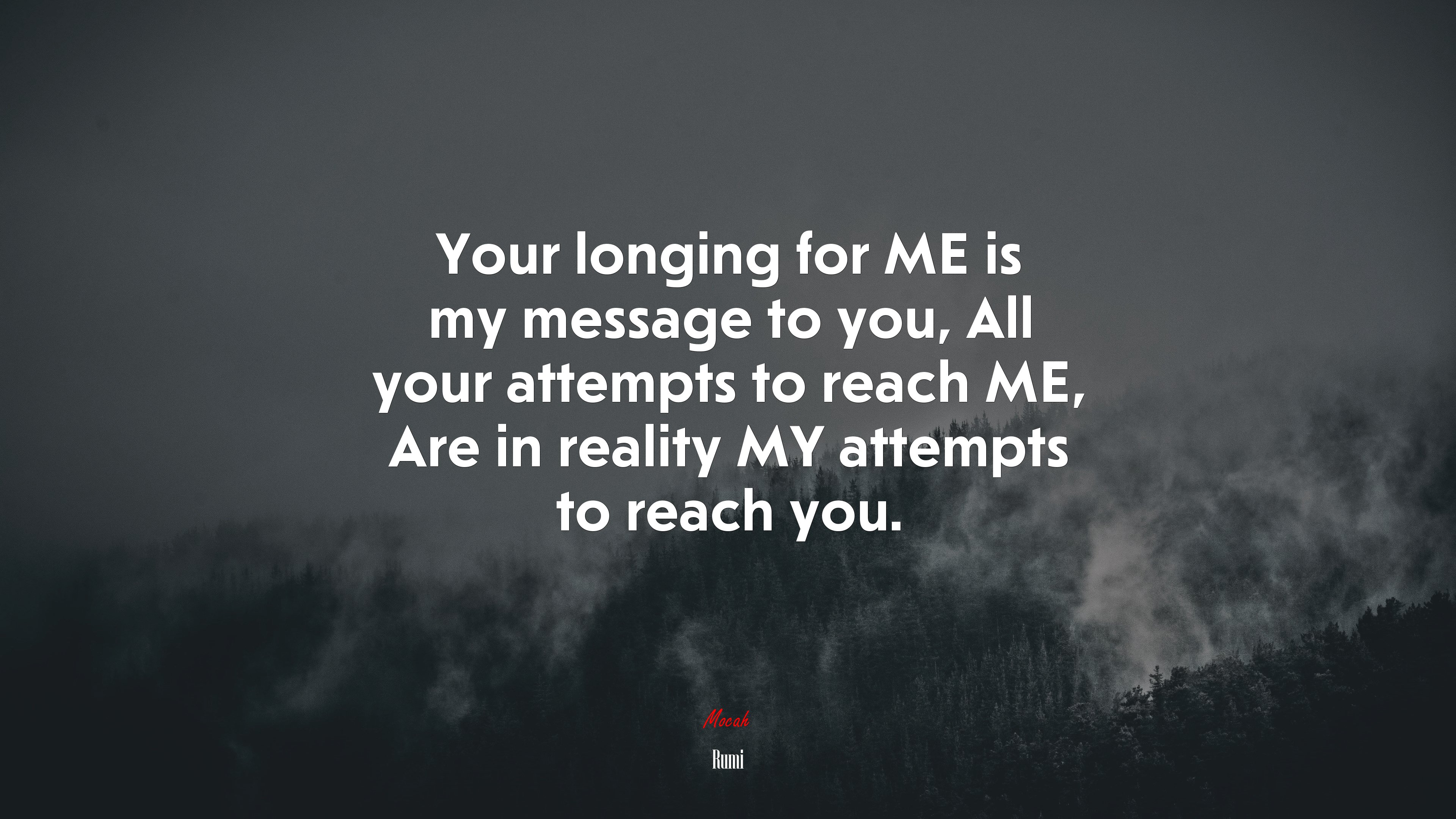 Your longing for ME is my message to you, All your attempts to reach ME, Are in reality MY attempts to reach you. | Rumi quote HD Wallpaper