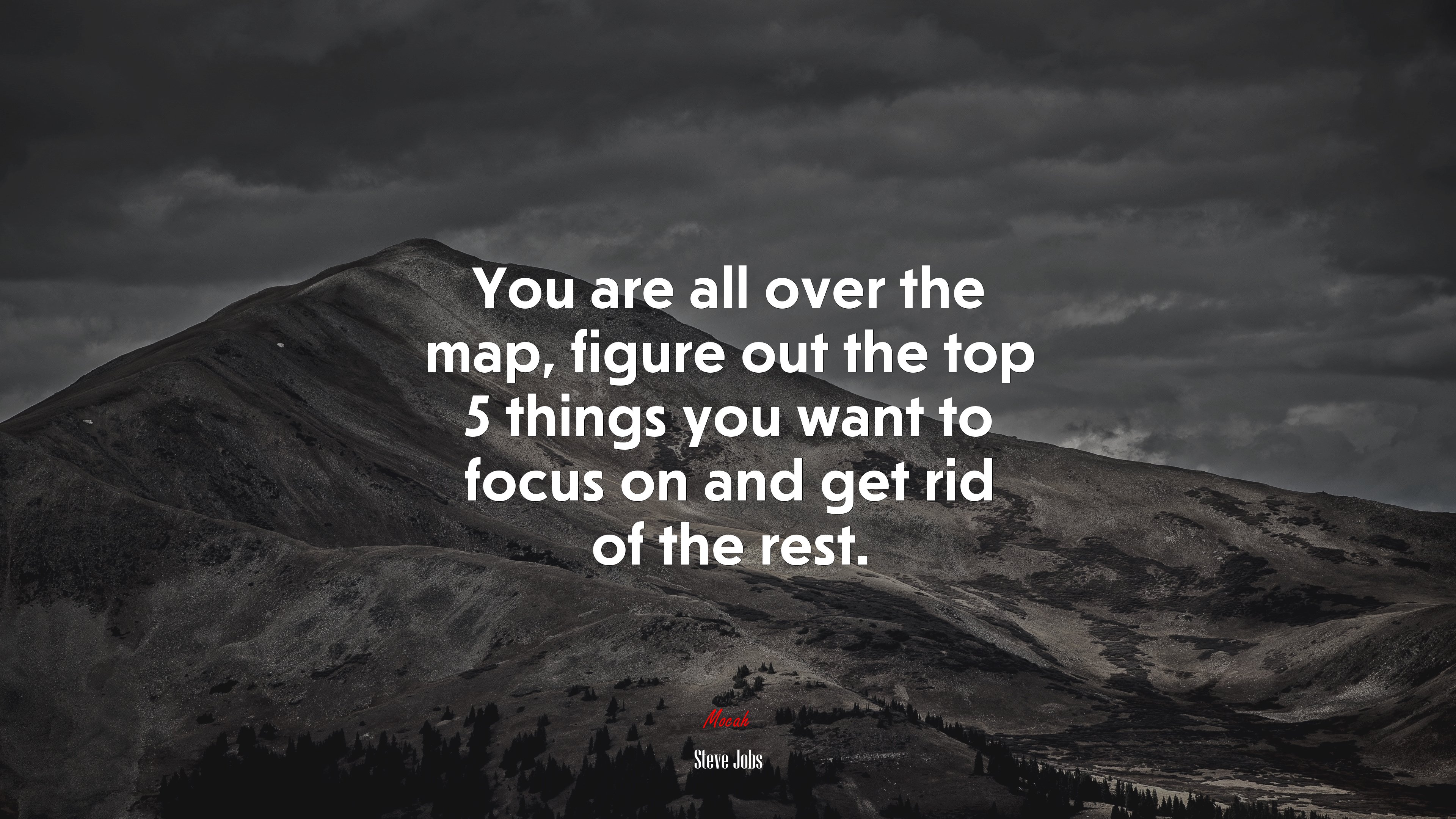 You are all over the map, figure out the top 5 things you want to focus on and get rid of the rest. | Steve Jobs quote HD Wallpaper