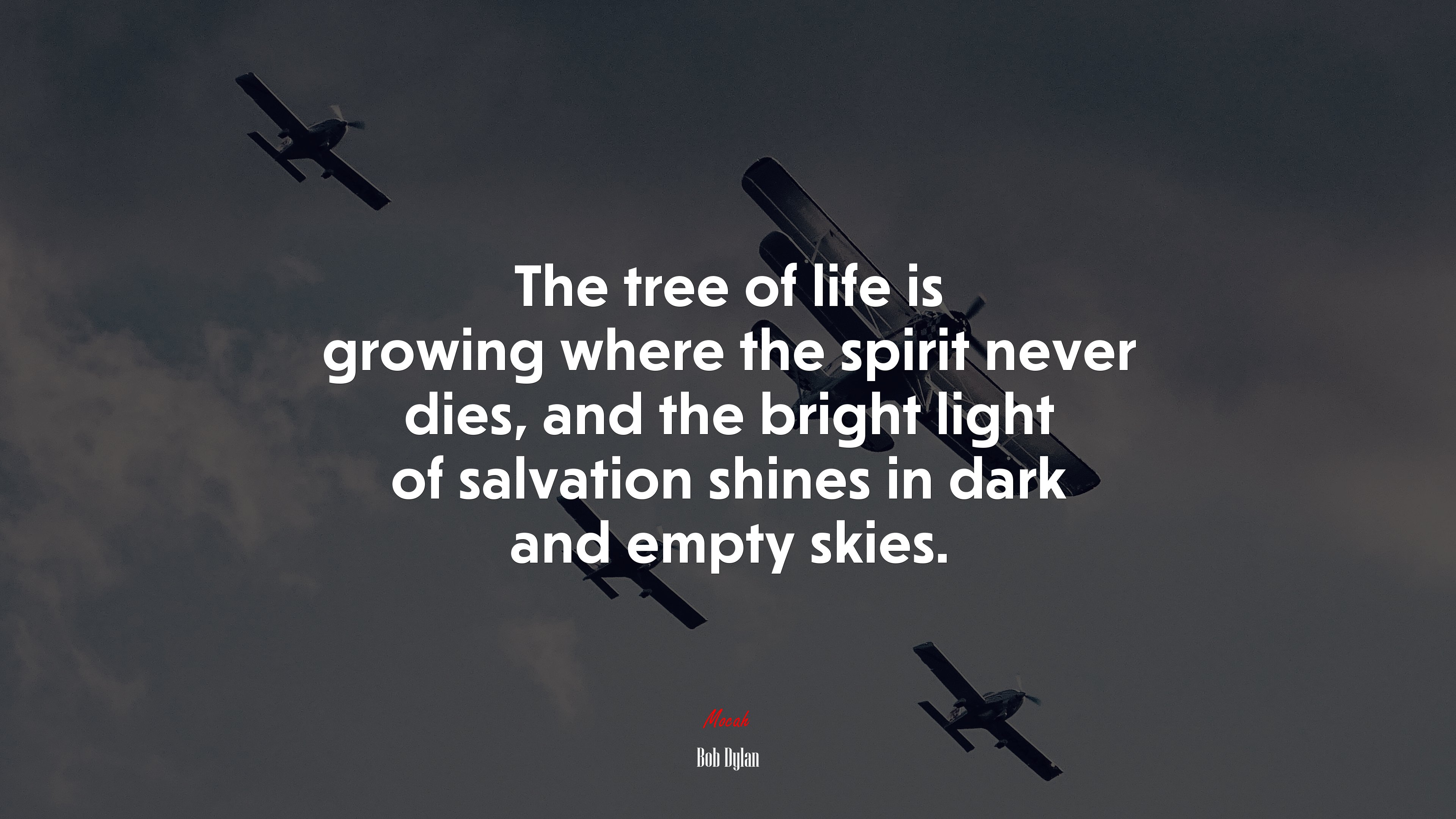The tree of life is growing where the spirit never dies, and the bright light of salvation shines in dark and empty skies. | Bob Dylan quote HD Wallpaper