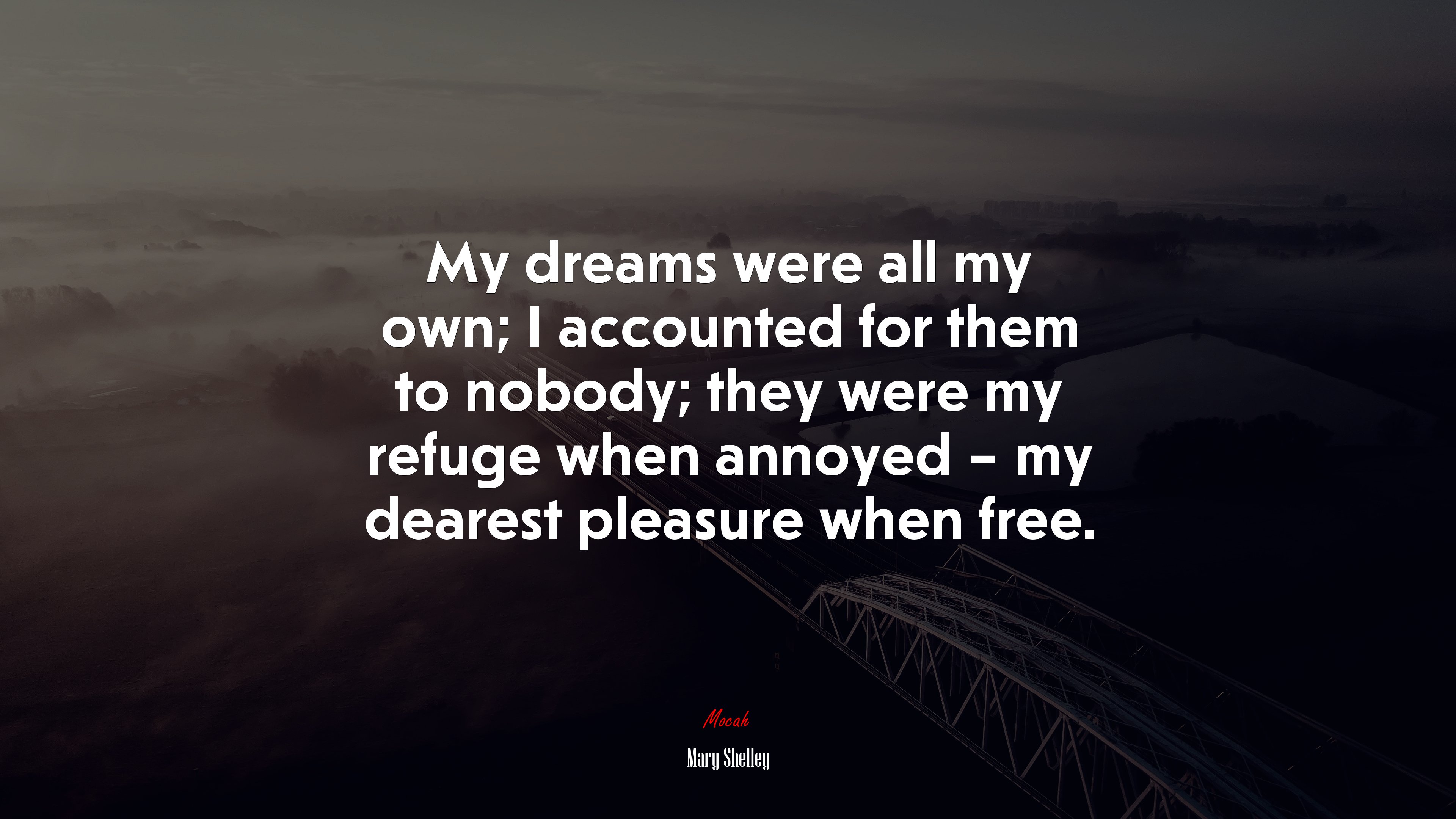 My dreams were all my own; I accounted for them to nobody; they were my refuge when annoyed – my dearest pleasure when free. | Mary Shelley quote HD Wallpaper