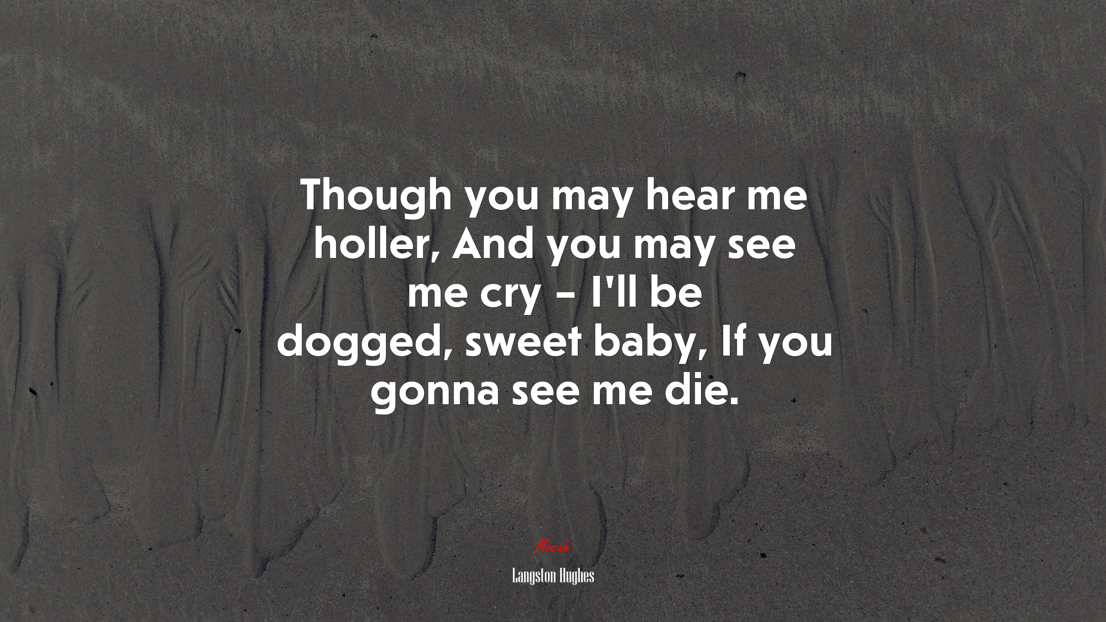 Though you may hear me holler, And you may see me cry – I’ll be dogged, sweet baby, If you gonna see me die. | Langston Hughes quote HD Wallpaper