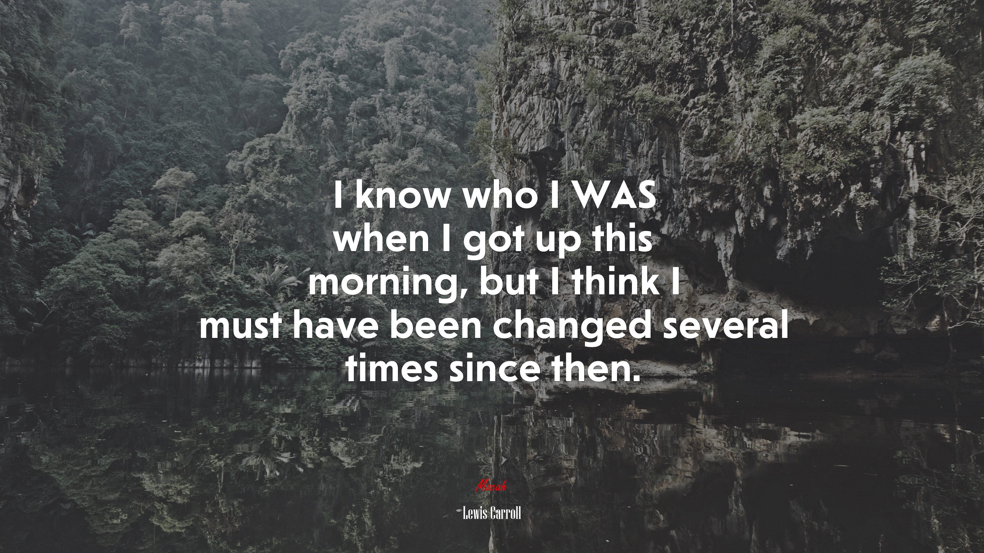 I know who I WAS when I got up this morning, but I think I must have been changed several times since then. | Lewis Carroll quote HD Wallpaper
