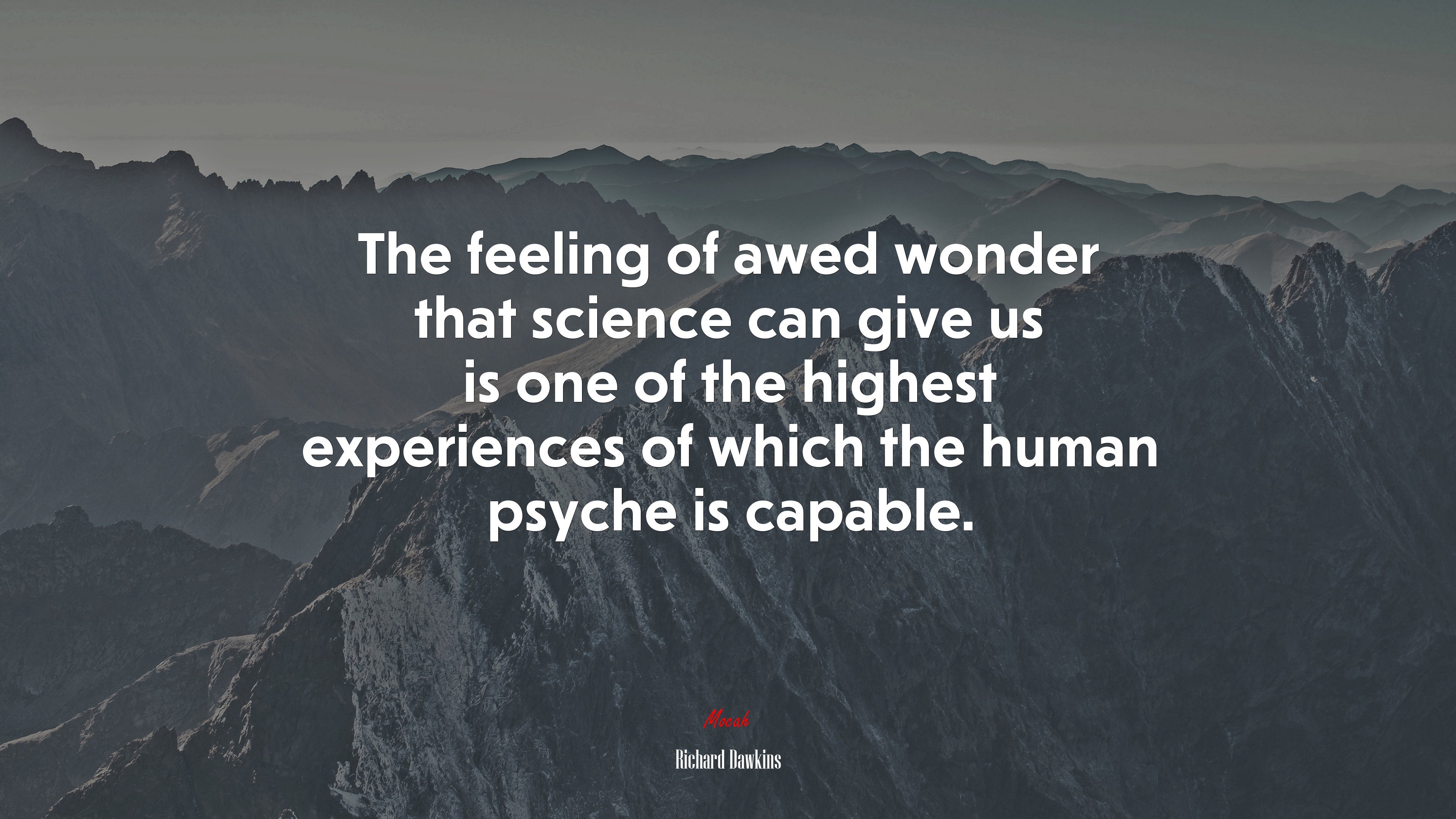 The feeling of awed wonder that science can give us is one of the highest experiences of which the human psyche is capable. | Richard Dawkins quote HD Wallpaper