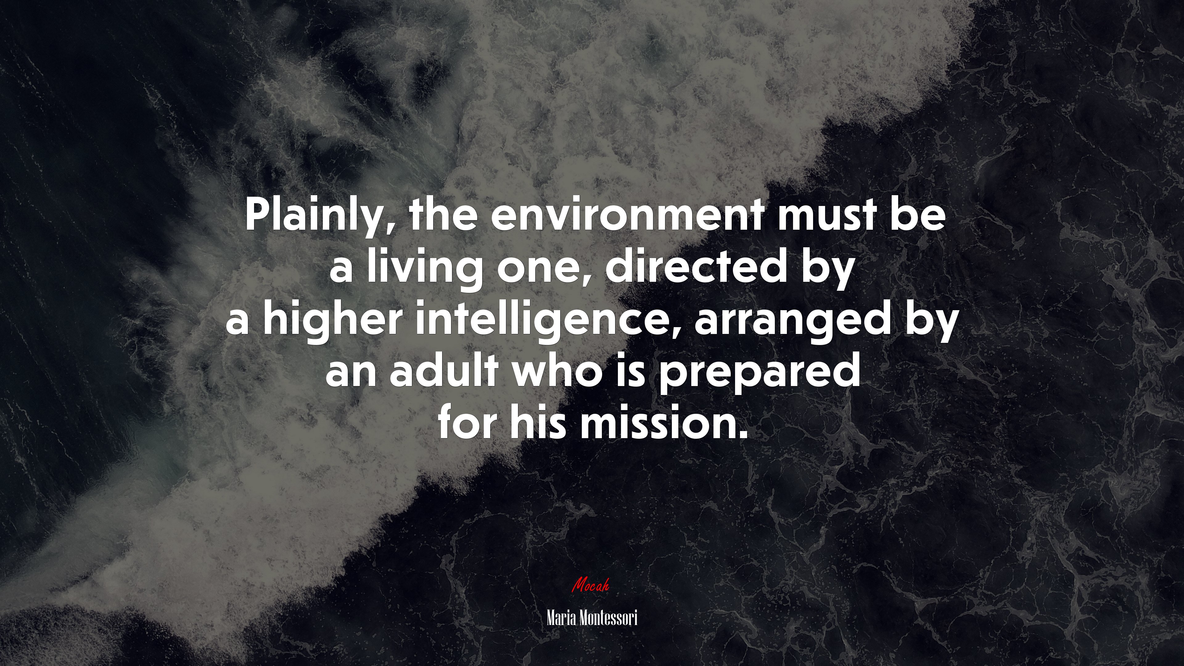 Plainly, the environment must be a living one, directed by a higher intelligence, arranged by an adult who is prepared for his mission. | Maria Montessori quote HD Wallpaper