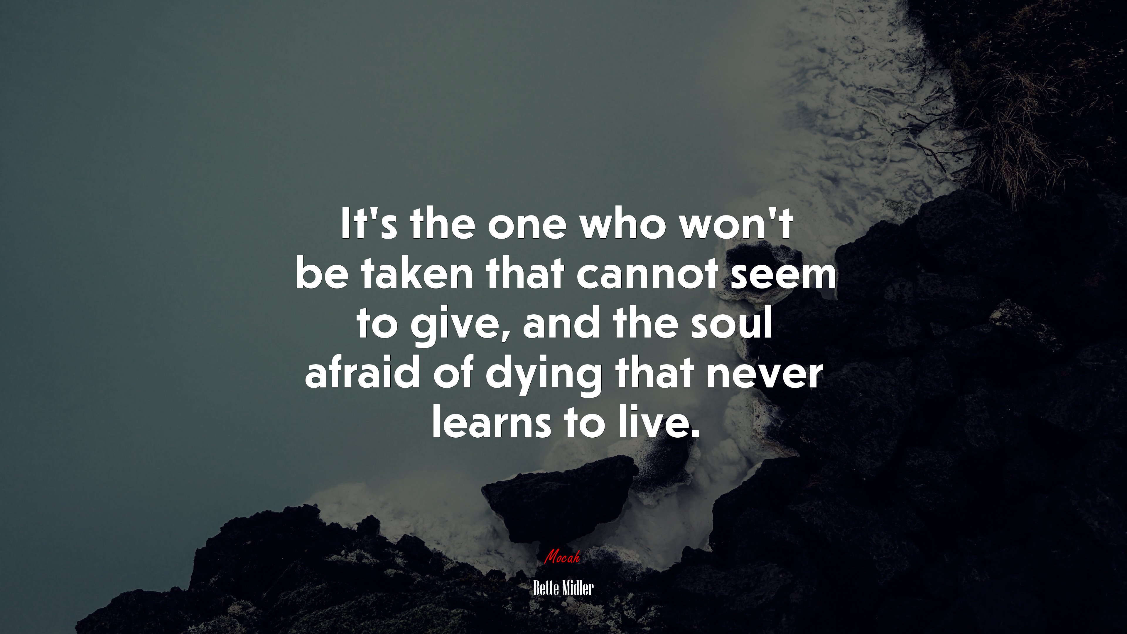 It’s the one who won’t be taken that cannot seem to give, and the soul afraid of dying that never learns to live. | Bette Midler quote HD Wallpaper