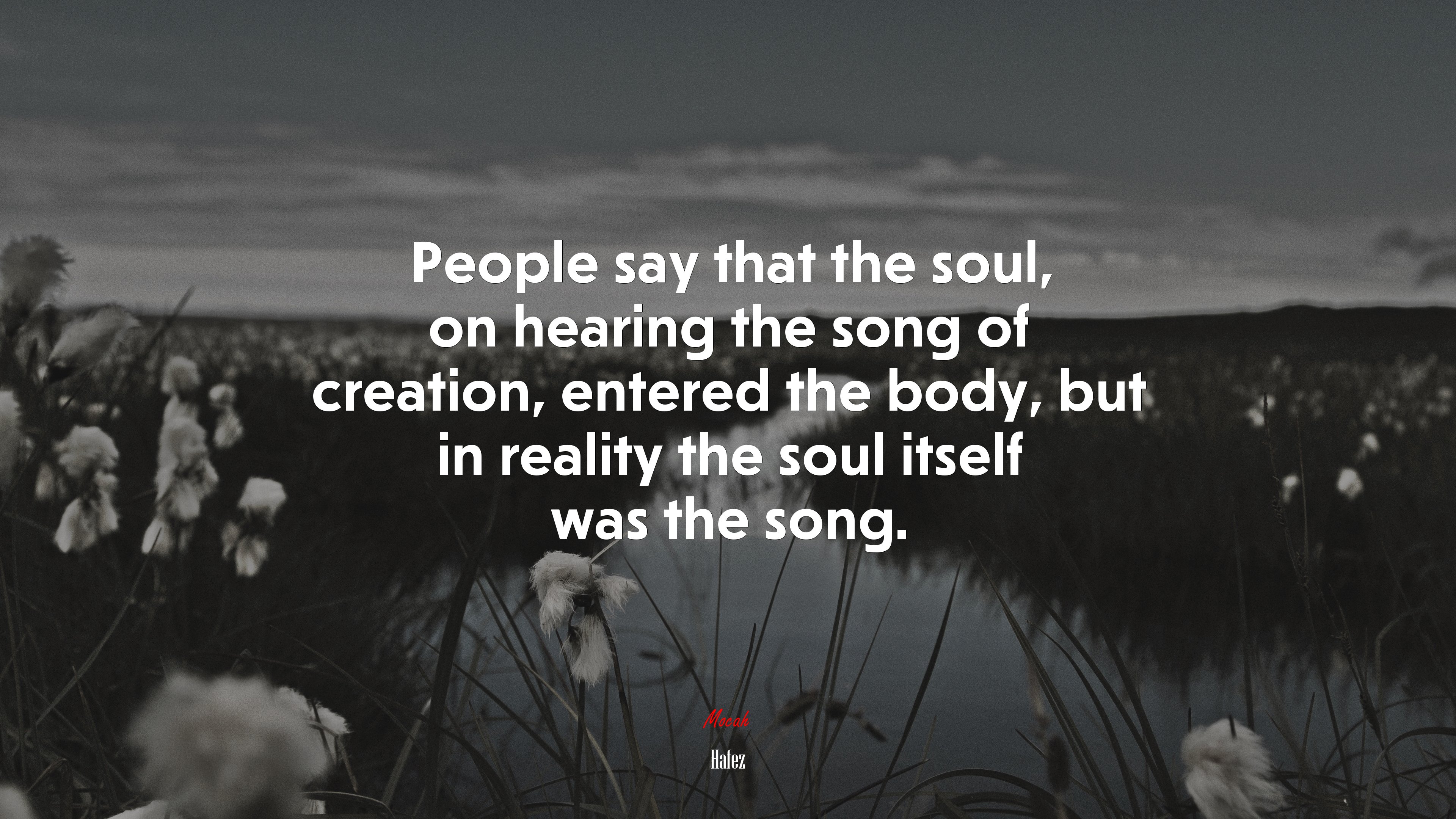 People say that the soul, on hearing the song of creation, entered the body, but in reality the soul itself was the song. | Hafez quote HD Wallpaper