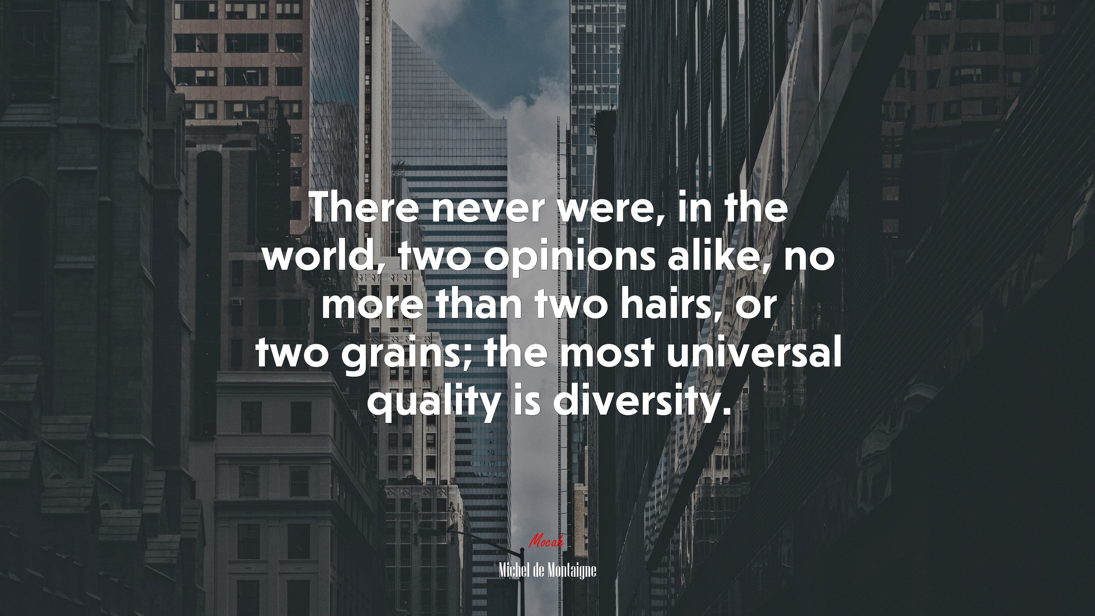 There never were, in the world, two opinions alike, no more than two hairs, or two grains; the most universal quality is diversity. | Michel de Montaigne quote HD Wallpaper
