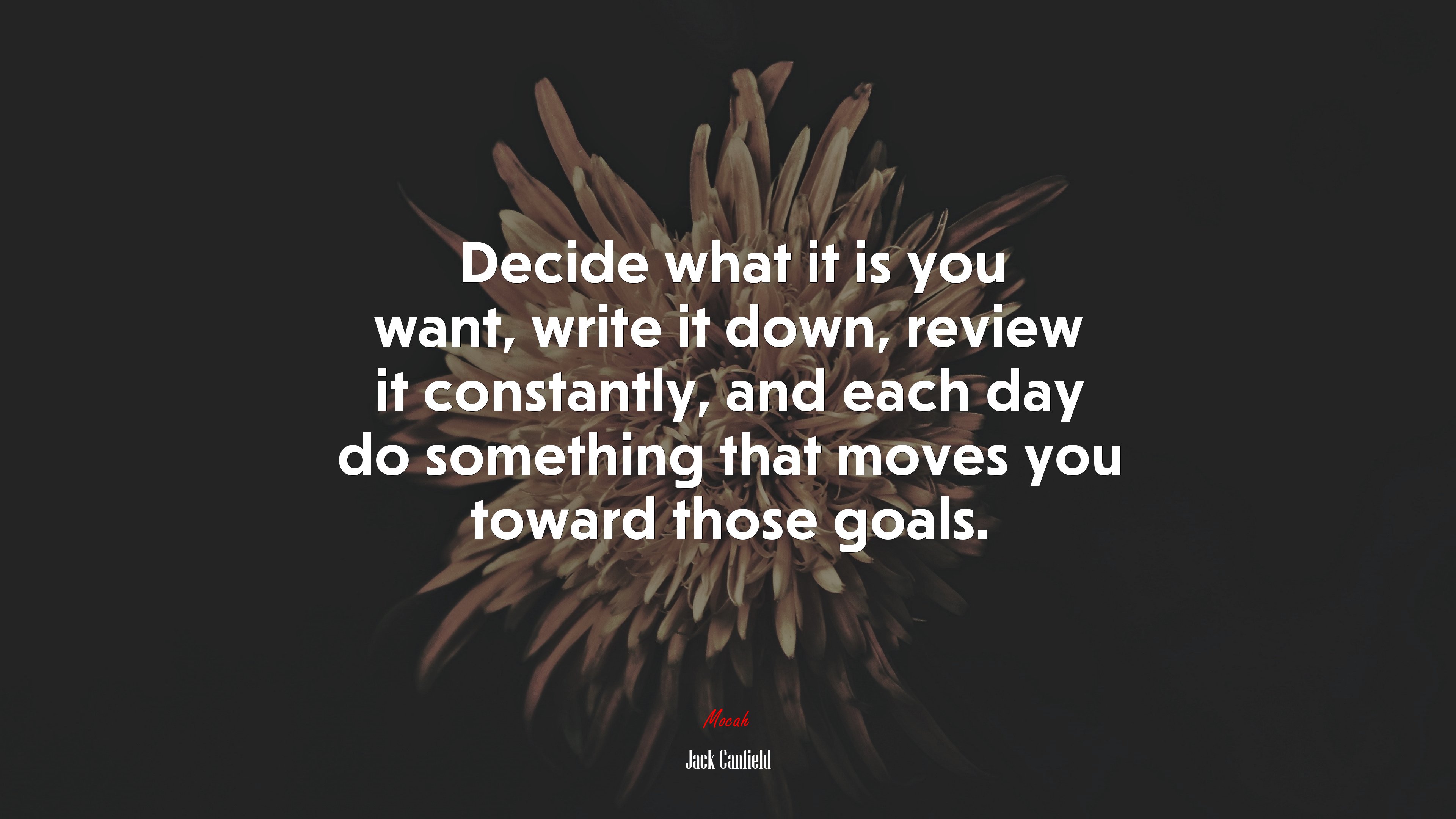 Decide what it is you want, write it down, review it constantly, and each day do something that moves you toward those goals. | Jack Canfield quote HD Wallpaper