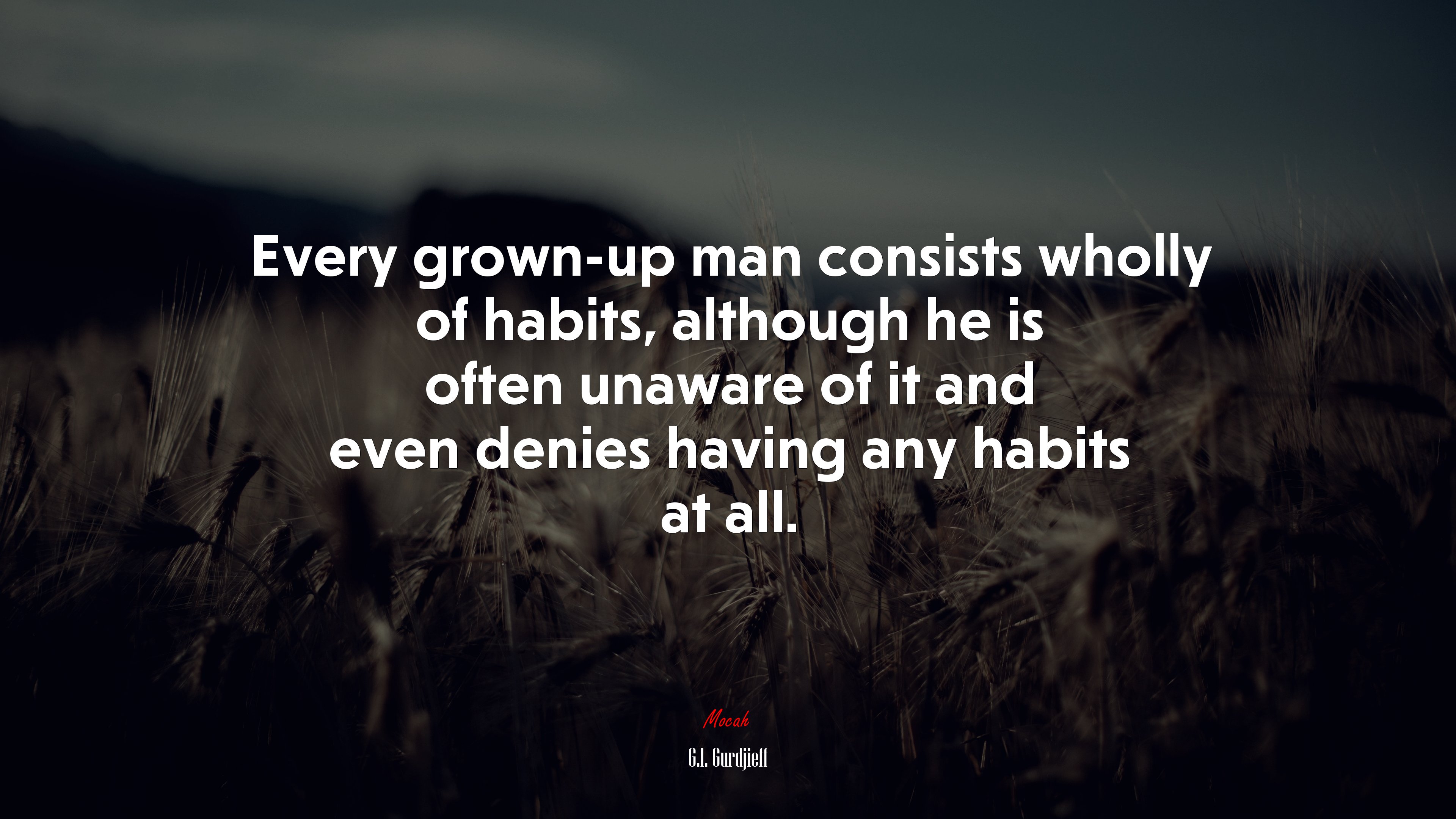 Every grown-up man consists wholly of habits, although he is often unaware of it and even denies having any habits at all. | G.I. Gurdjieff quote HD Wallpaper