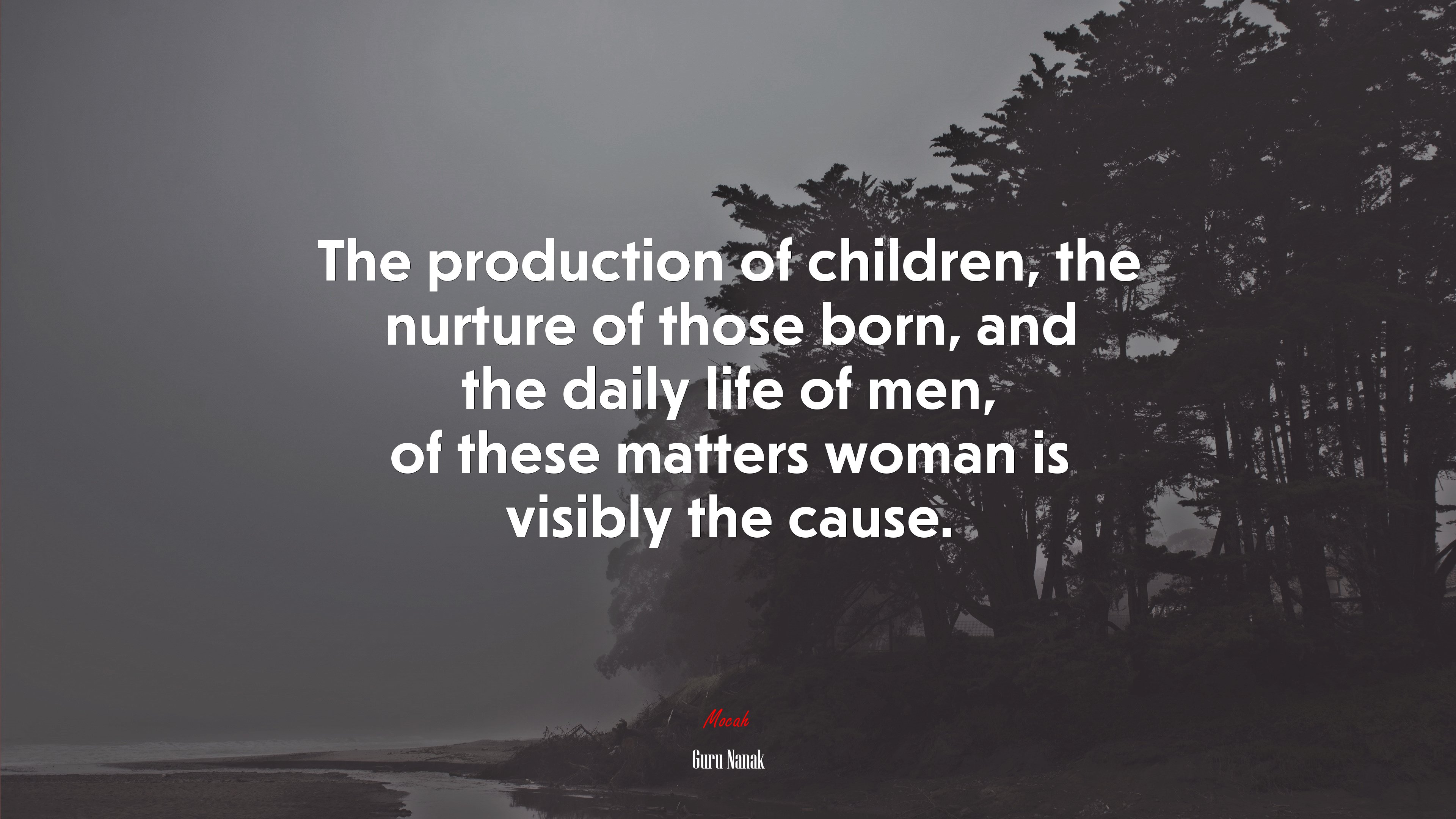 The production of children, the nurture of those born, and the daily life of men, of these matters woman is visibly the cause. | Guru Nanak quote HD Wallpaper
